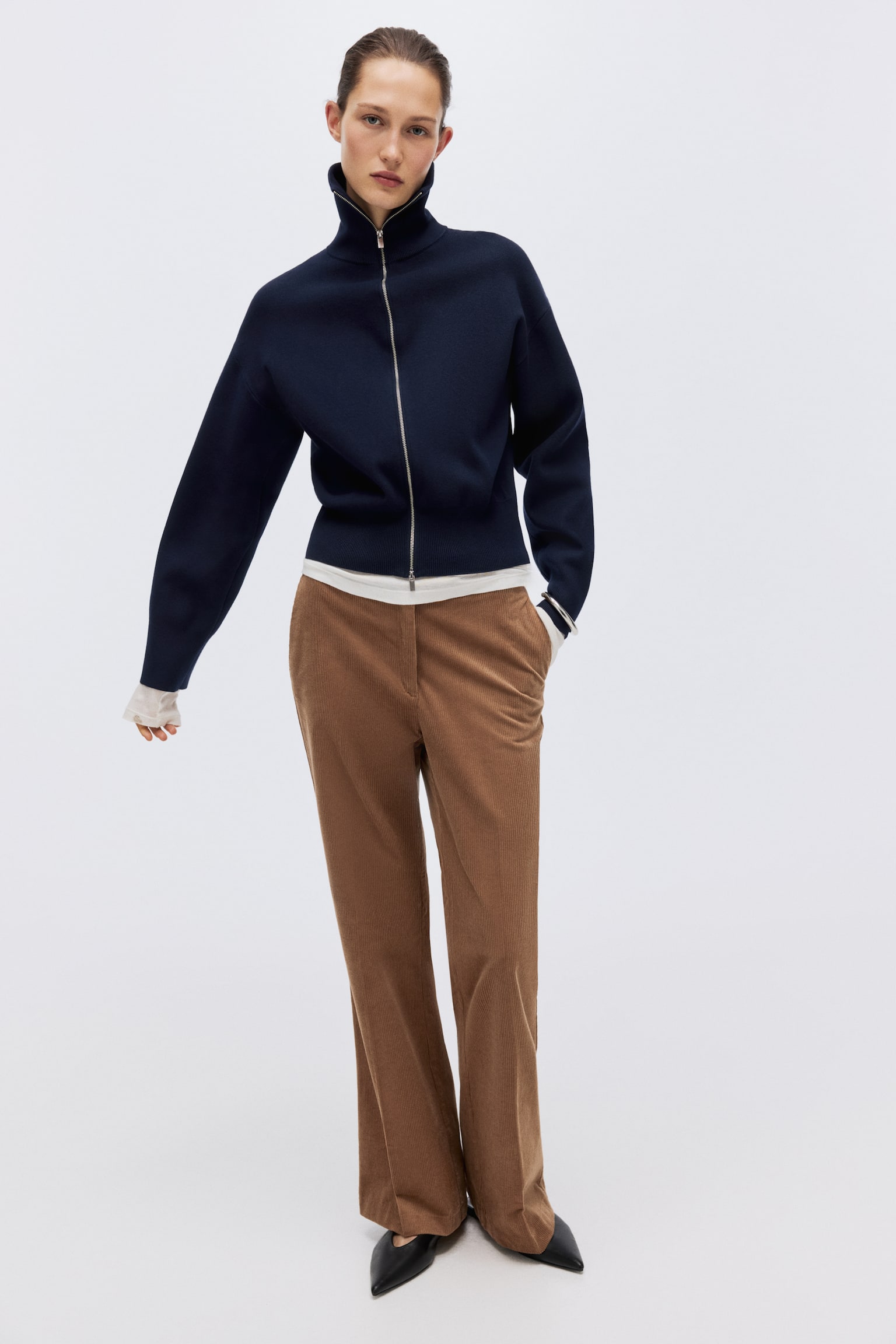 Zip-through cardigan - Navy blue - 1