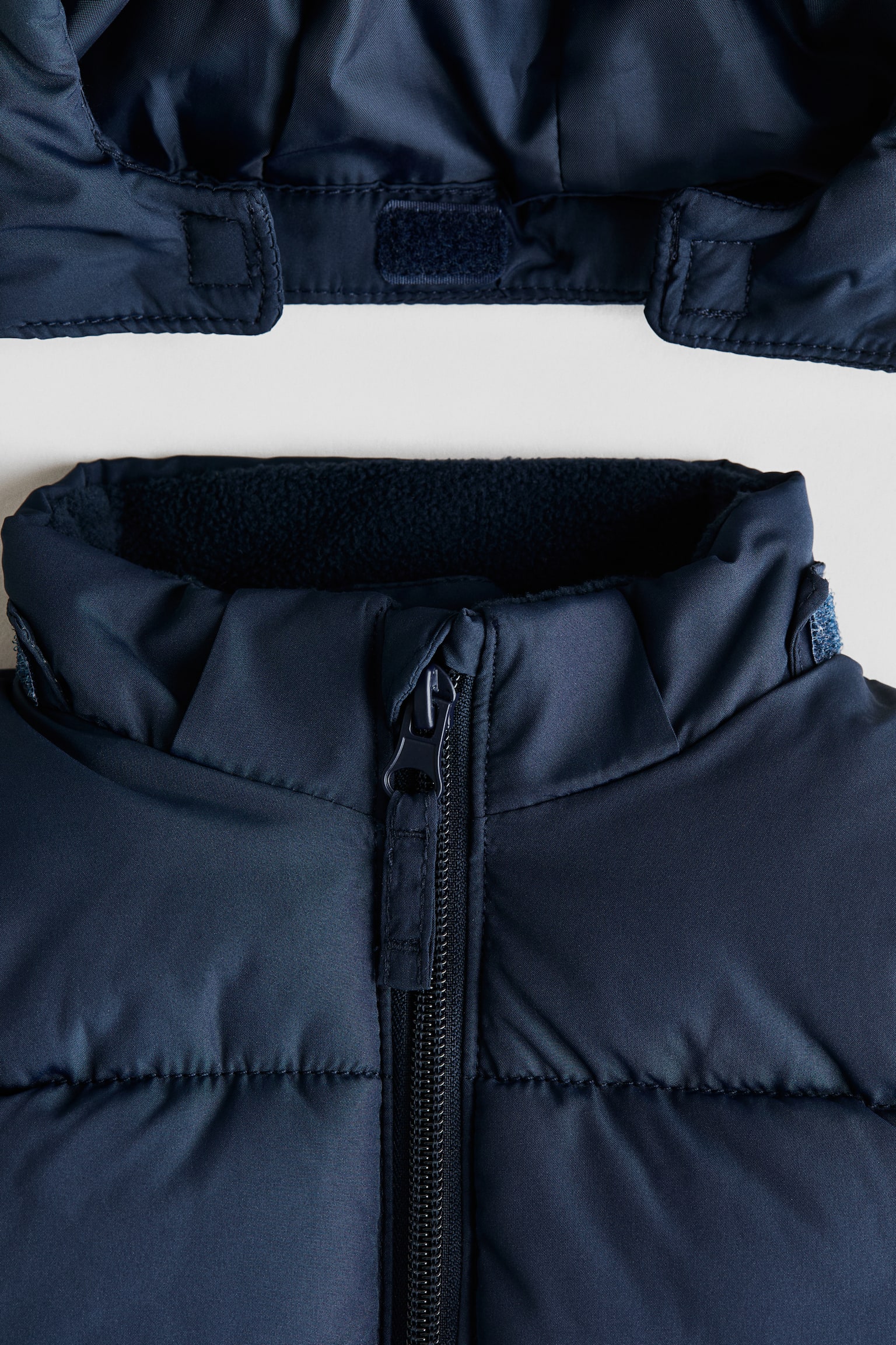 Hooded puffer gilet - Navy blue/Cream/Brown - 2