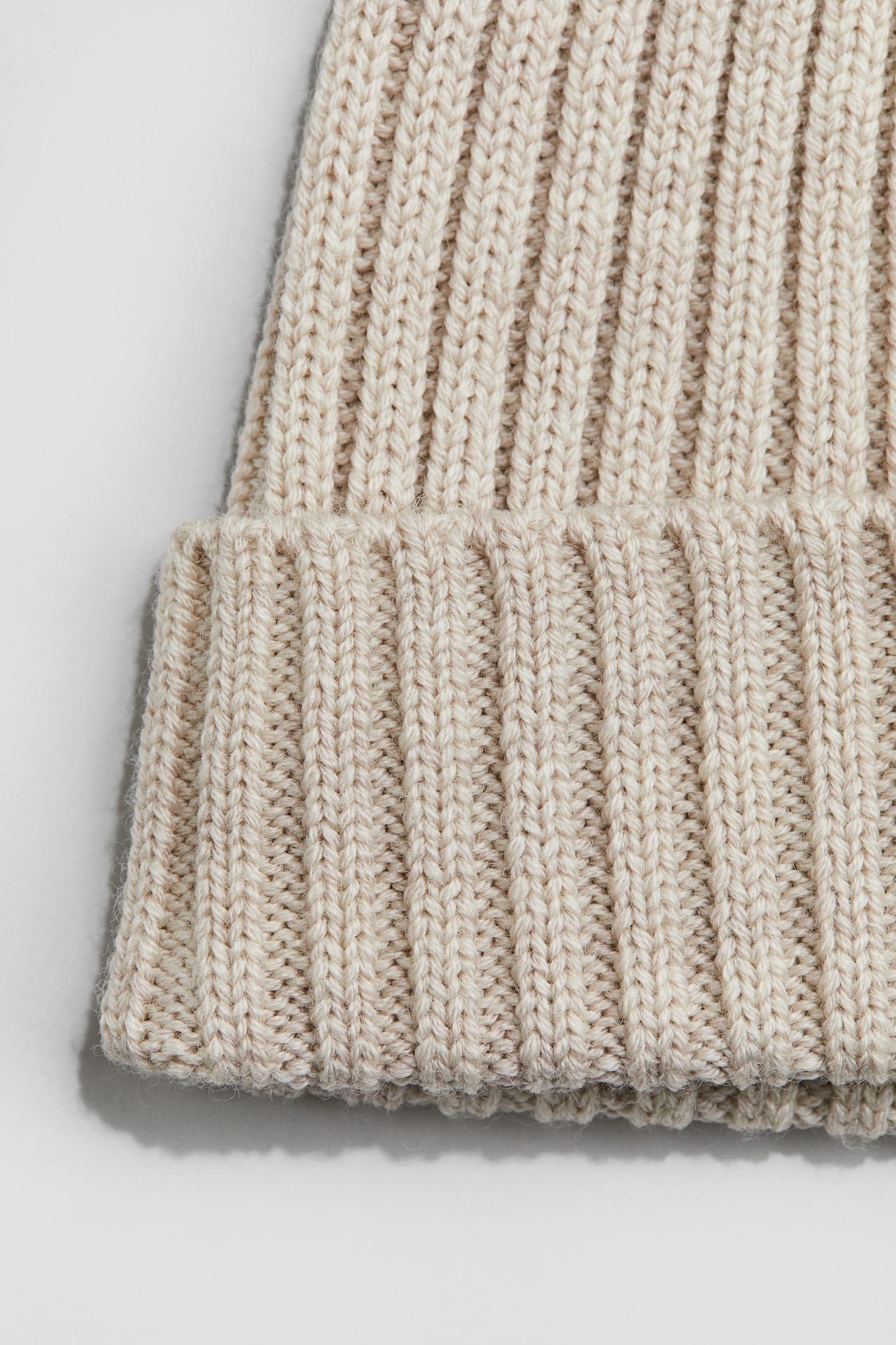 Stickad beanie i ull - Ljusbeige/Brun/Beige - 3