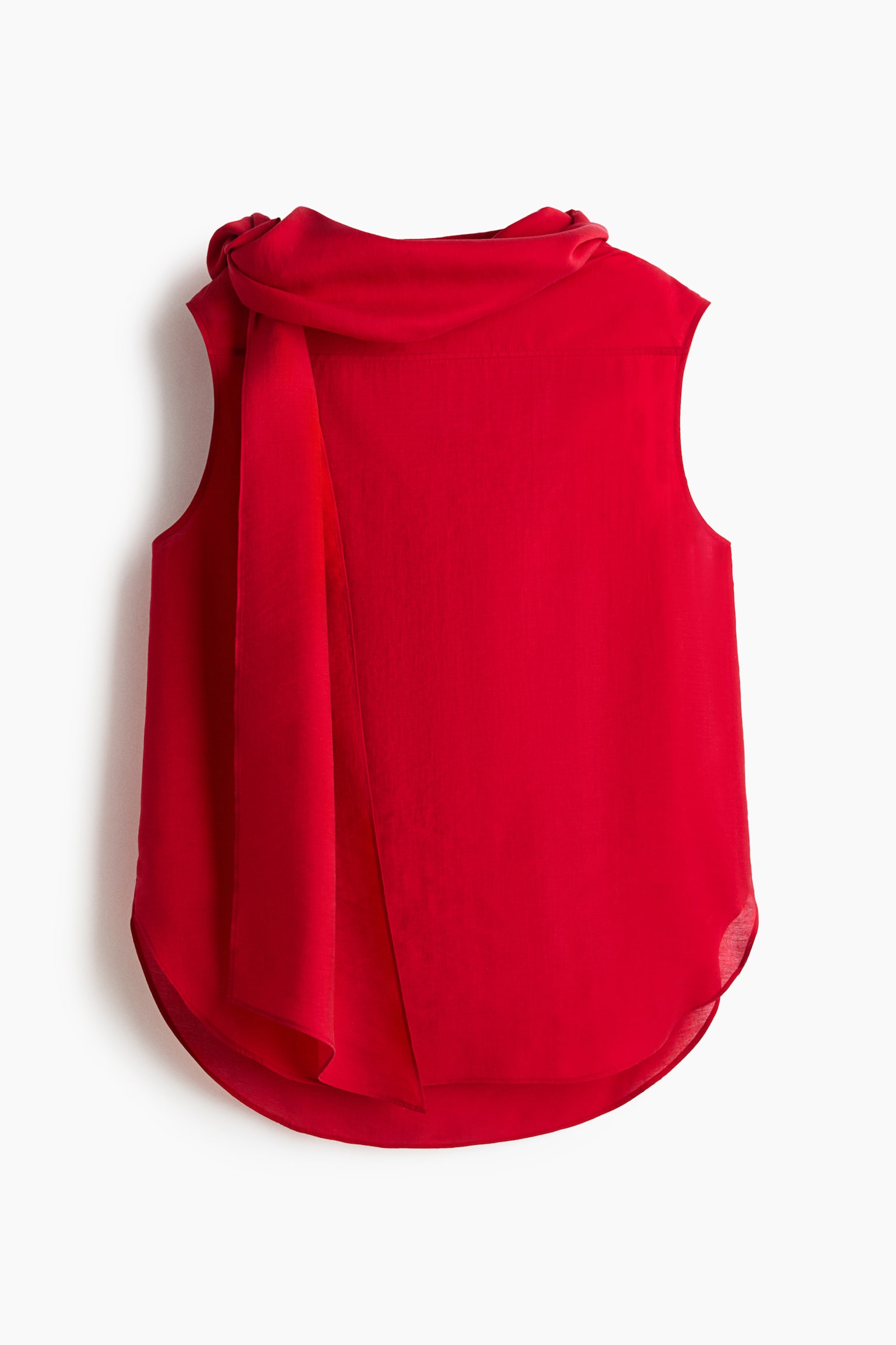 Sleeveless scarf-collar blouse - Bright red - 2