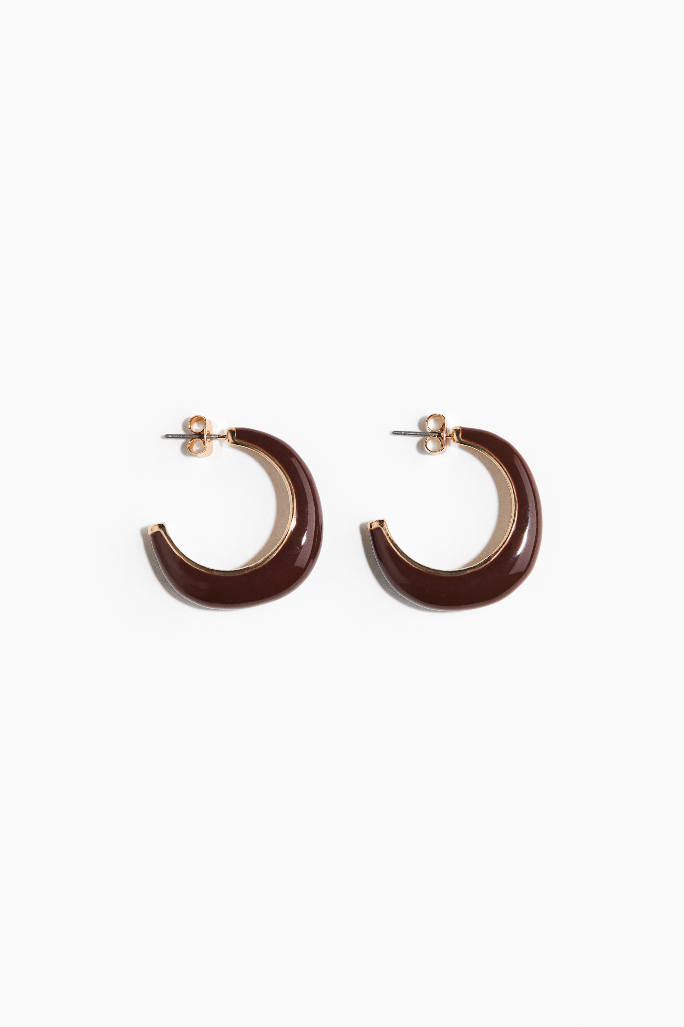 Two-Tone Hoop Earrings - Gold-colored/burgundy