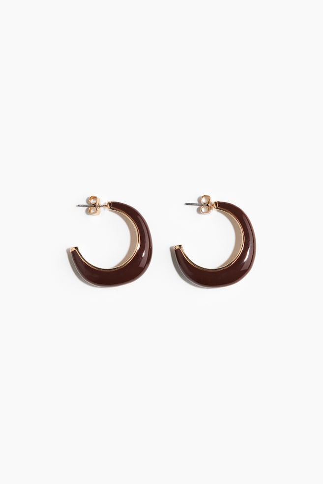 Two-Tone Hoop Earrings - Gold-colored/burgundy - 1
