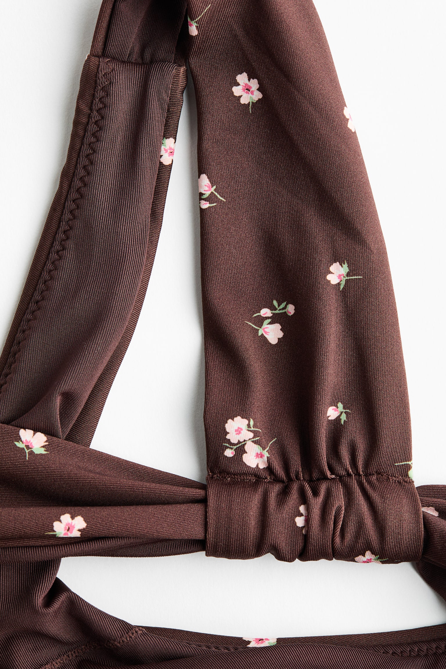 Padded-cup one-shoulder swimsuit - Dark brown/Floral/Black/Red - 4