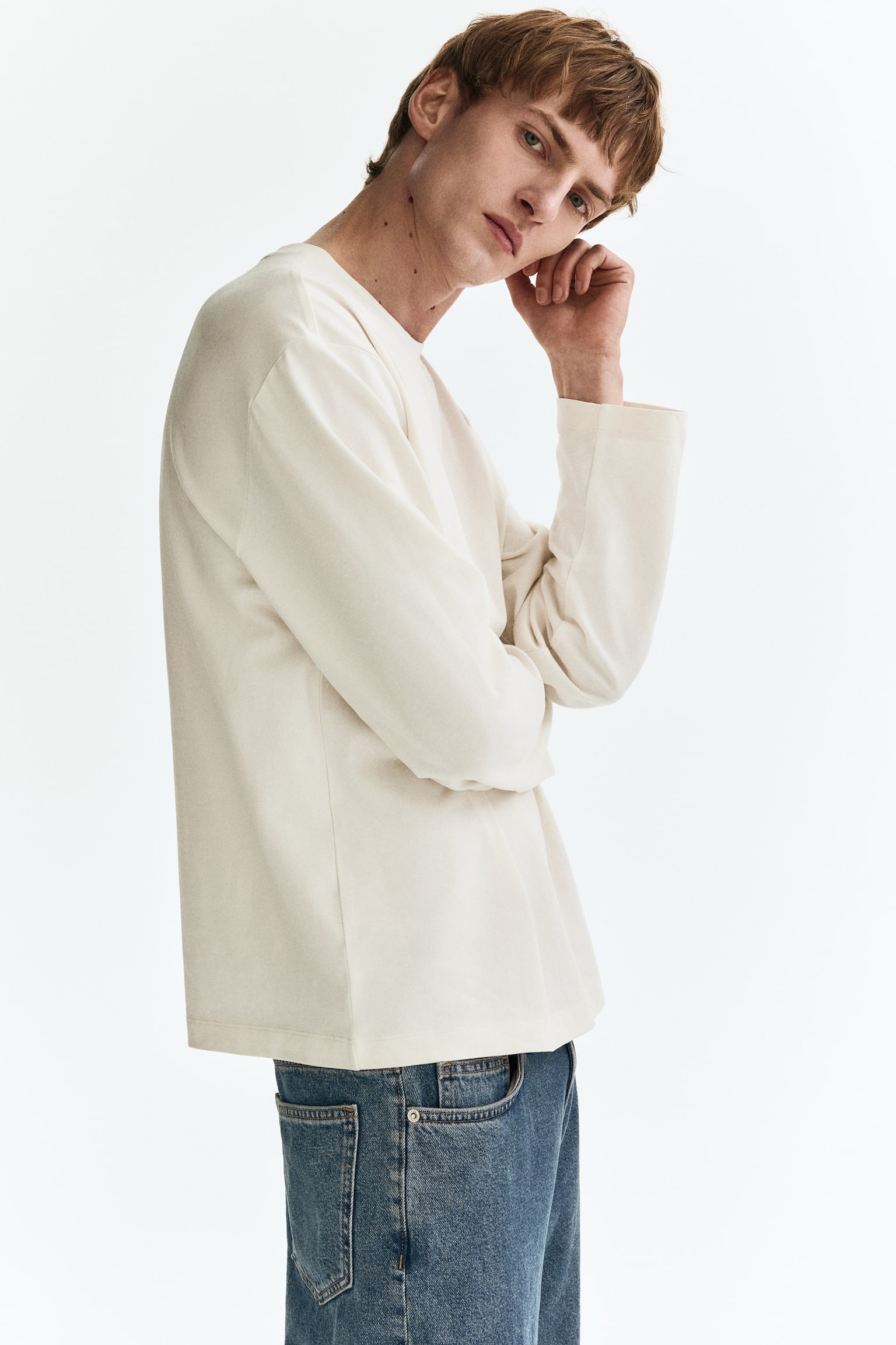 Loose Fit Long-sleeved T-shirt - White - 5
