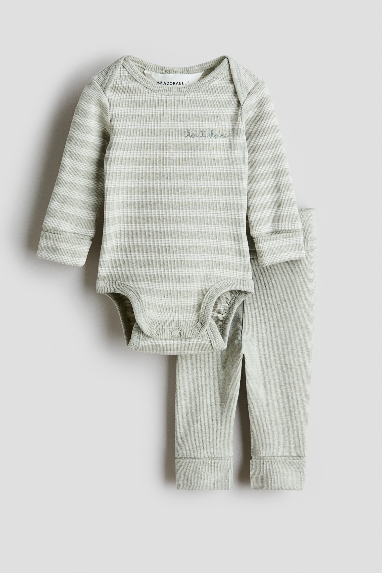 2-piece room-to-grow set - Light green/Striped