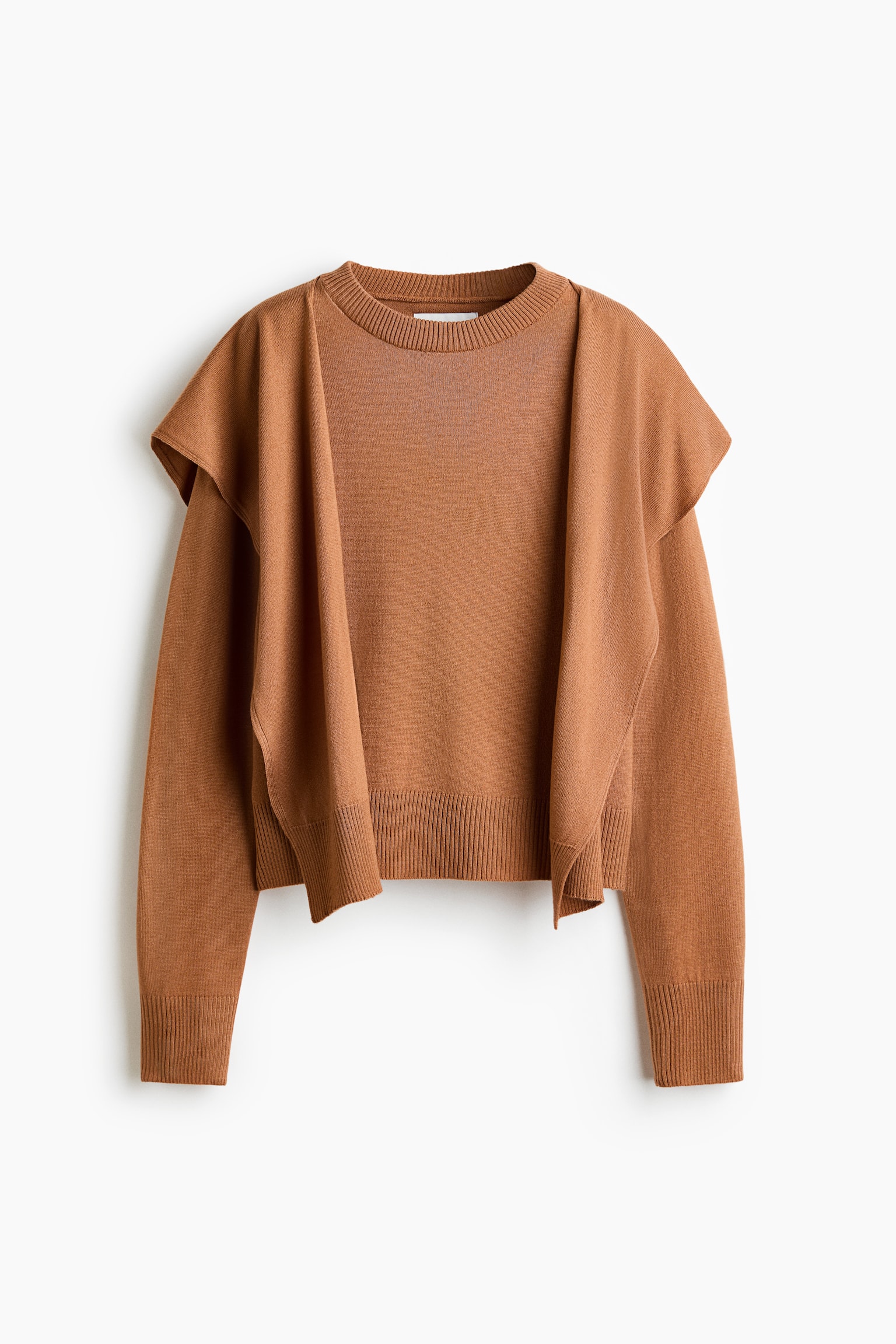 Scarf-detail jumper - Light brown - 4