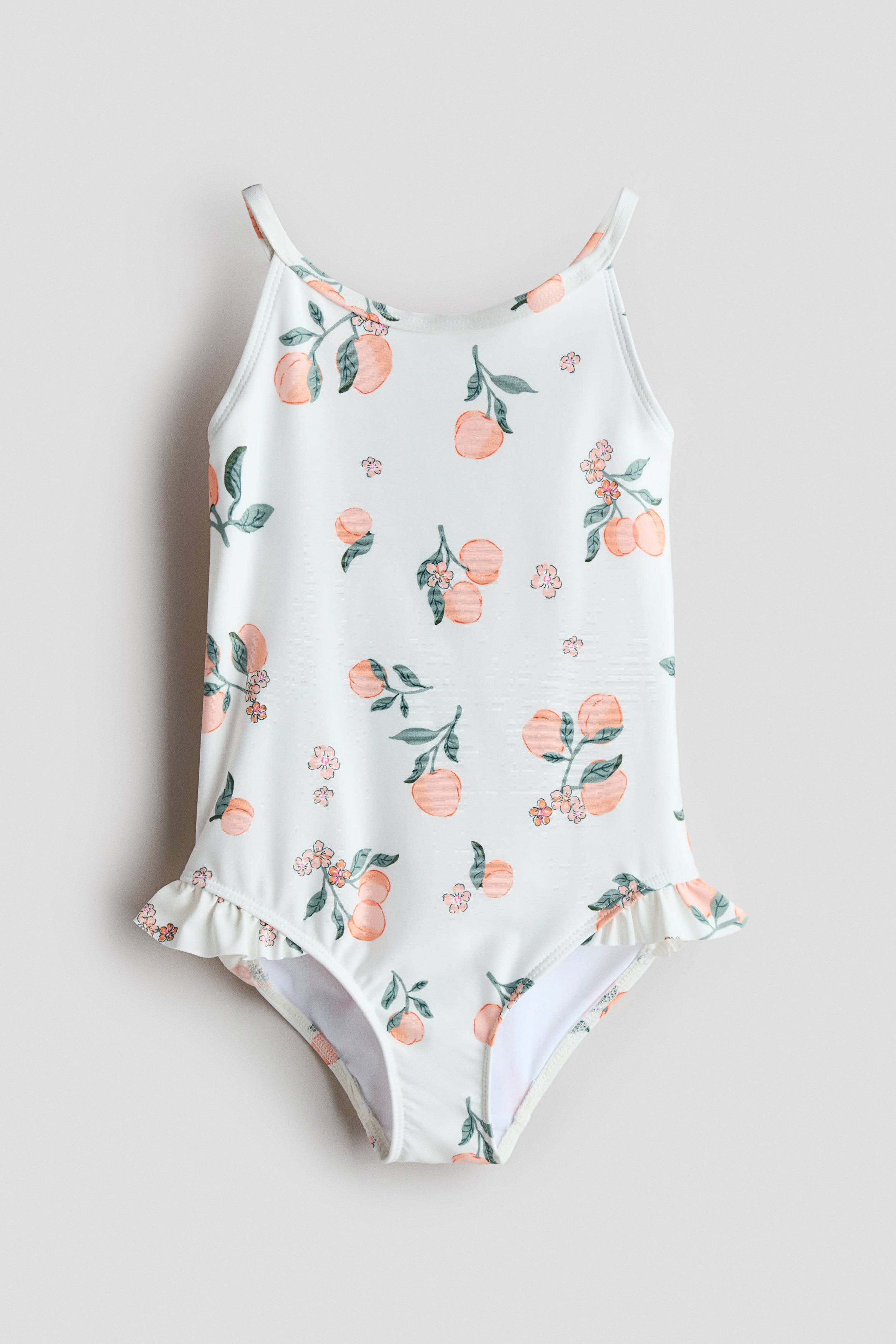 Tytöt - Painokuvioinen uimapuku Kermanvaalea/Persikat - Size: 98/104 (2-4Y) - H&M