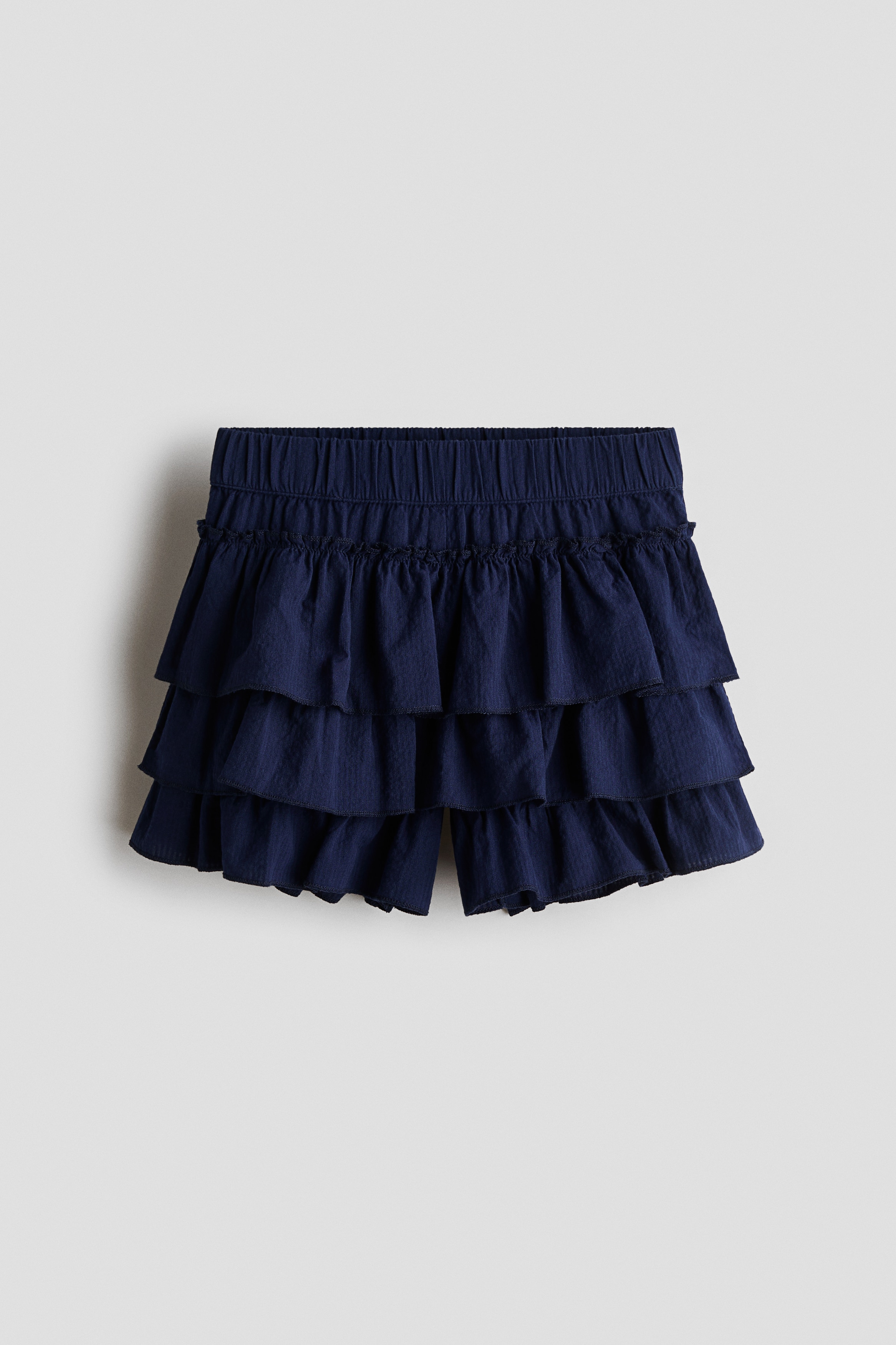 Tiered seersucker skort - Navy blue