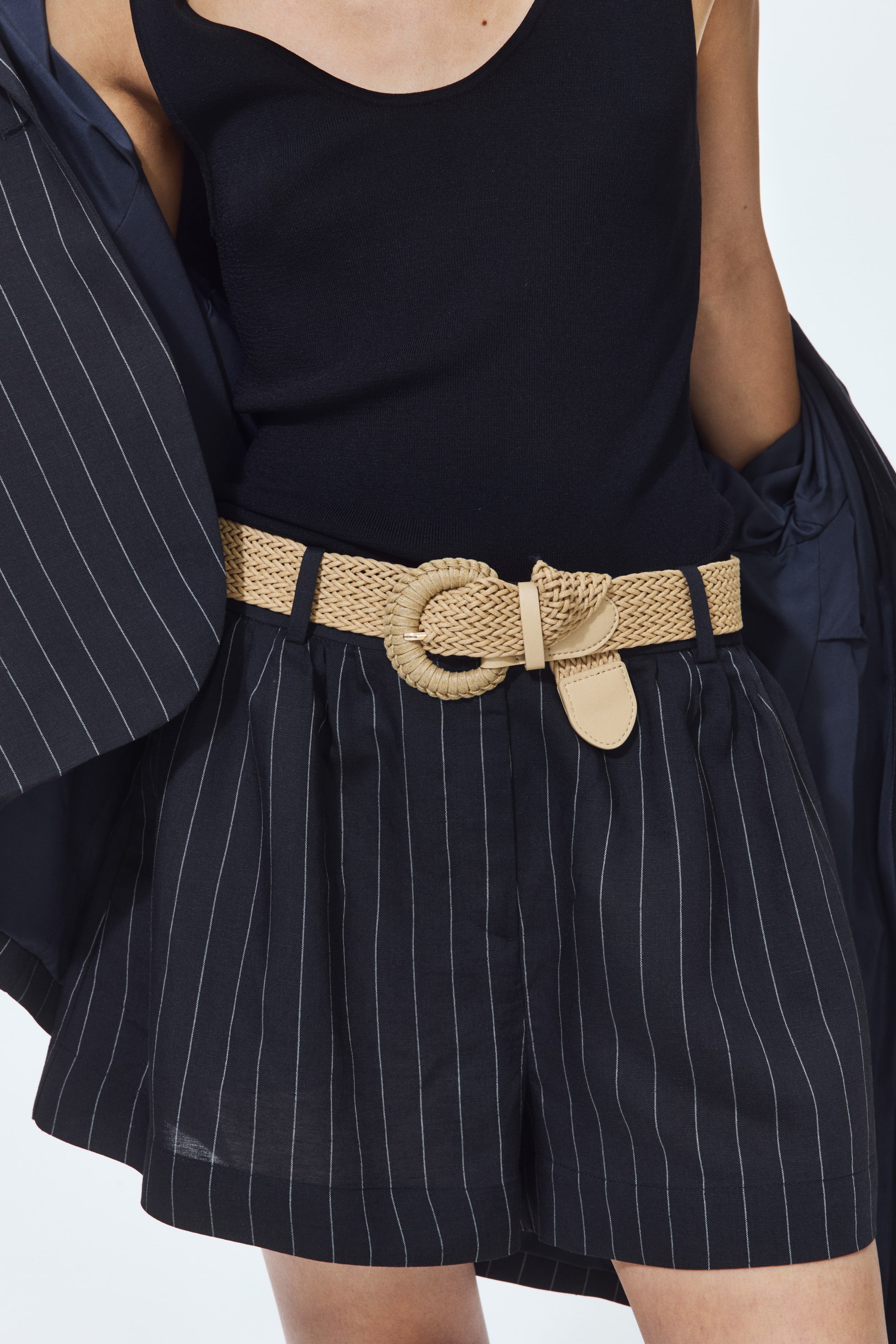Belted Linen-Blend Shorts