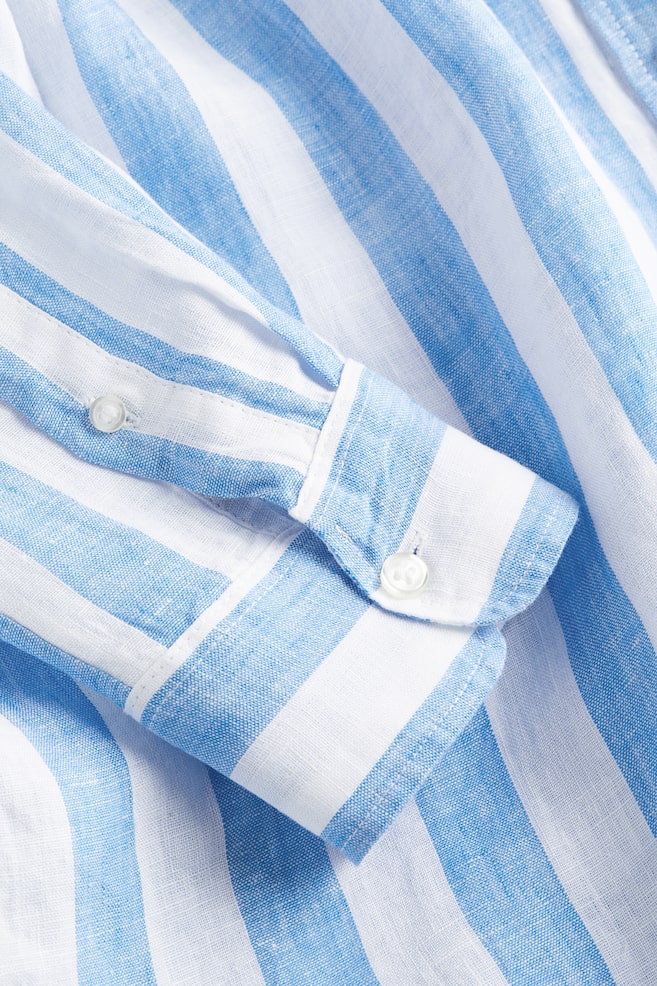 Oversized skjorte i lin - Blå/Hvit stripet/Hvit/Cerise/Blå/dc - 6