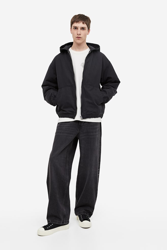 Loose Fit Hooded canvas jacket - Dark grey/Beige/Paisley-patterned - 6