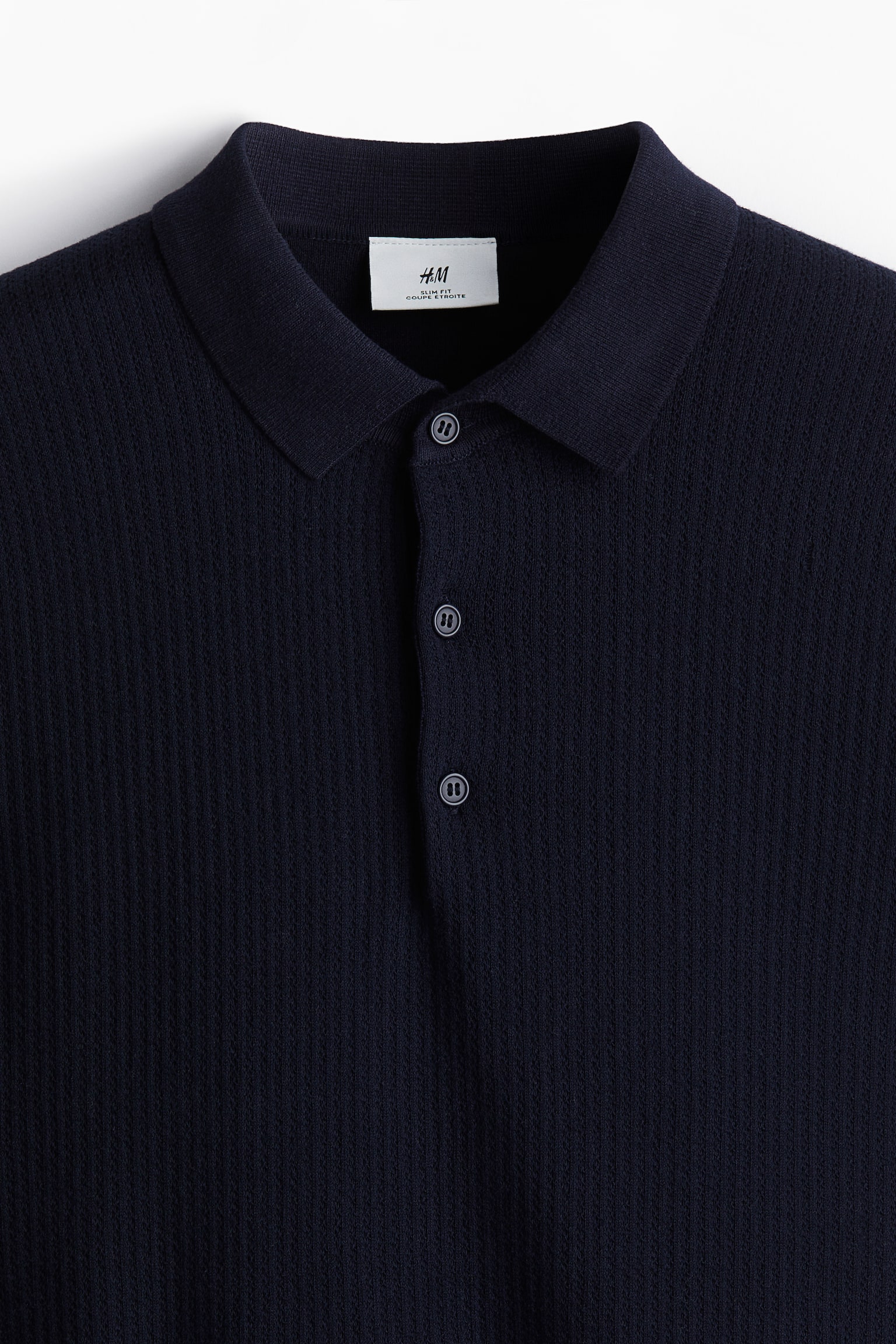 Slim Fit Textured Polo Shirt - Navy blue/Cream/Dark brown - 5