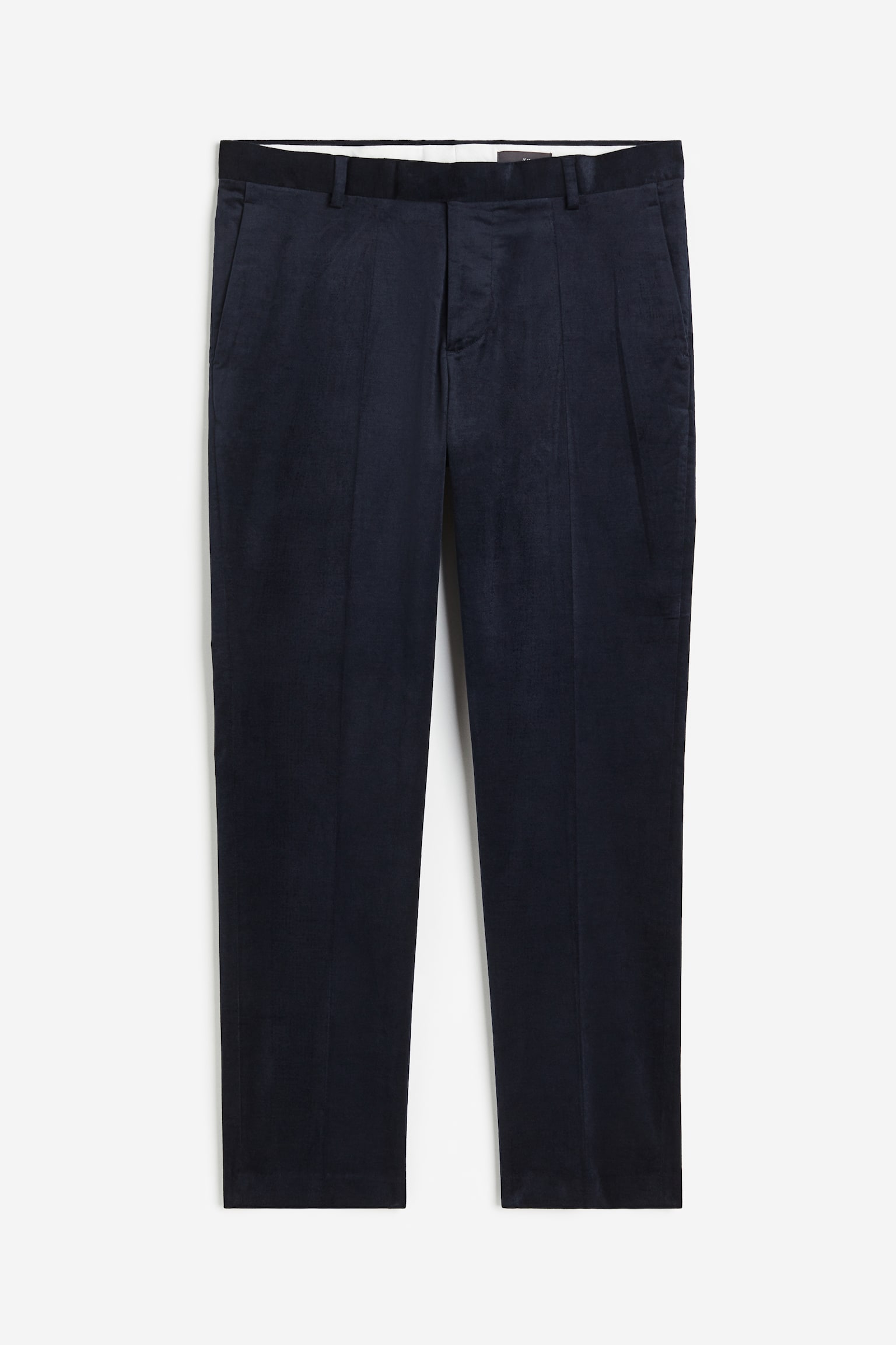 Slim Fit Velvet Suit Pants - Navy blue - 1