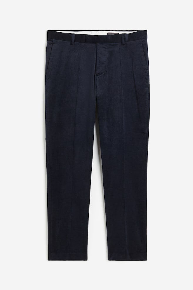Pantalon de costume Slim Fit en velours - Bleu marine - 2