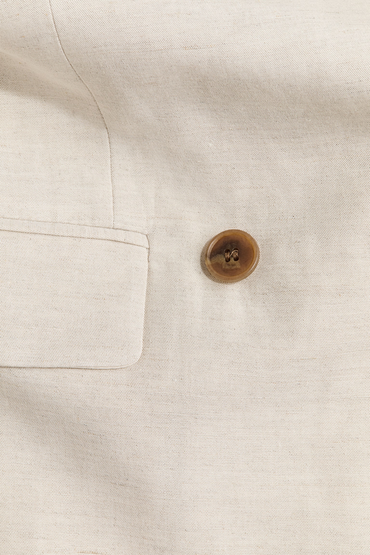 Linen-blend double-breasted blazer - Light beige - 4