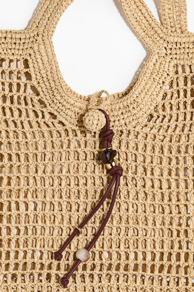 Straw Tote Bag - Beige/Dark beige - 3