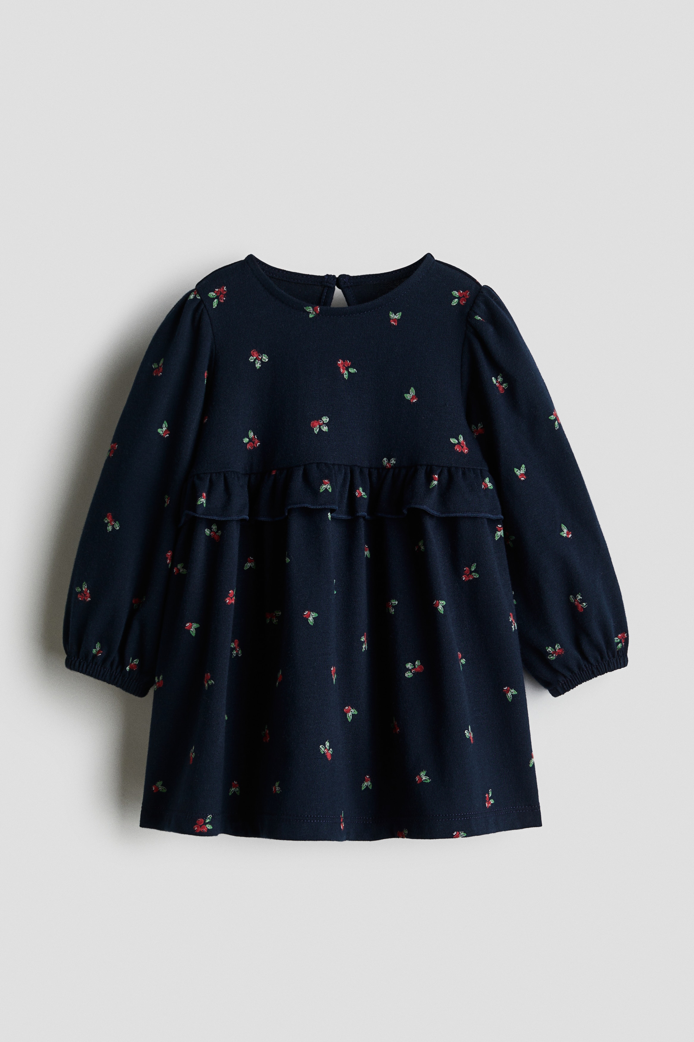 Noworodek - Bawełniana sukienka z nadrukiem Granatowy/Borówki - Size: 92 (1½-2Y)  - H&M