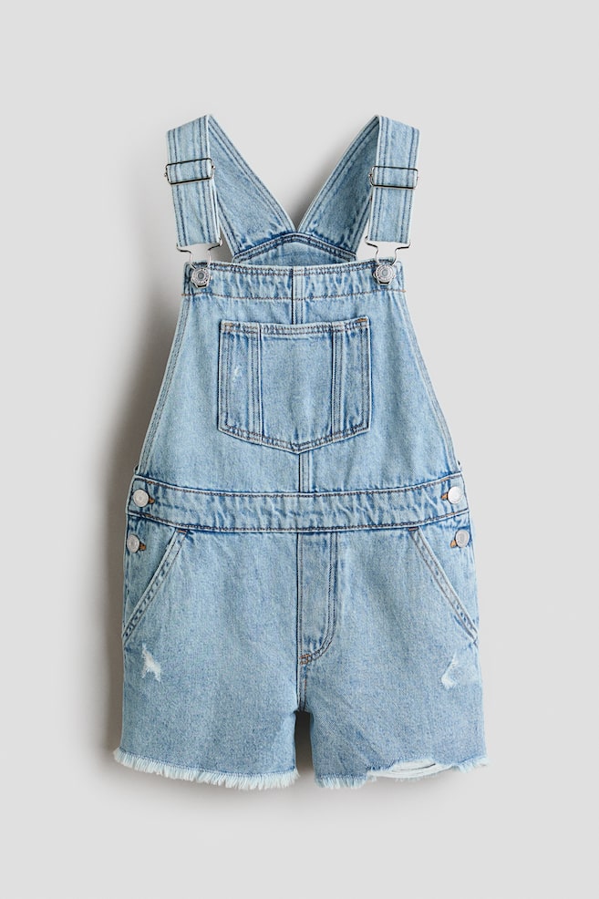 Denim Overall Shorts - Light denim blue - 1