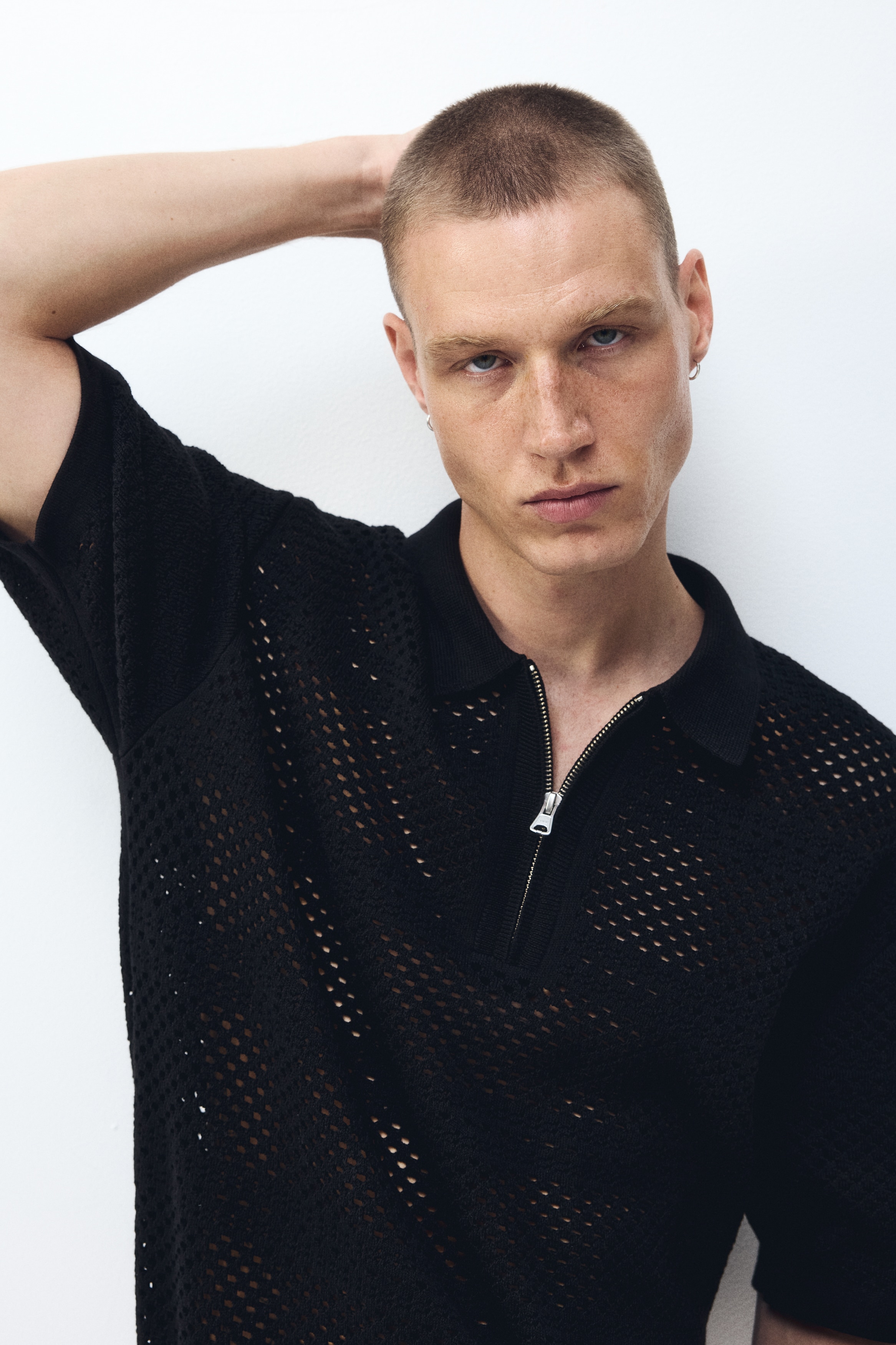 Relaxed-Fit Open-Knit Polo Shirt by H&M
