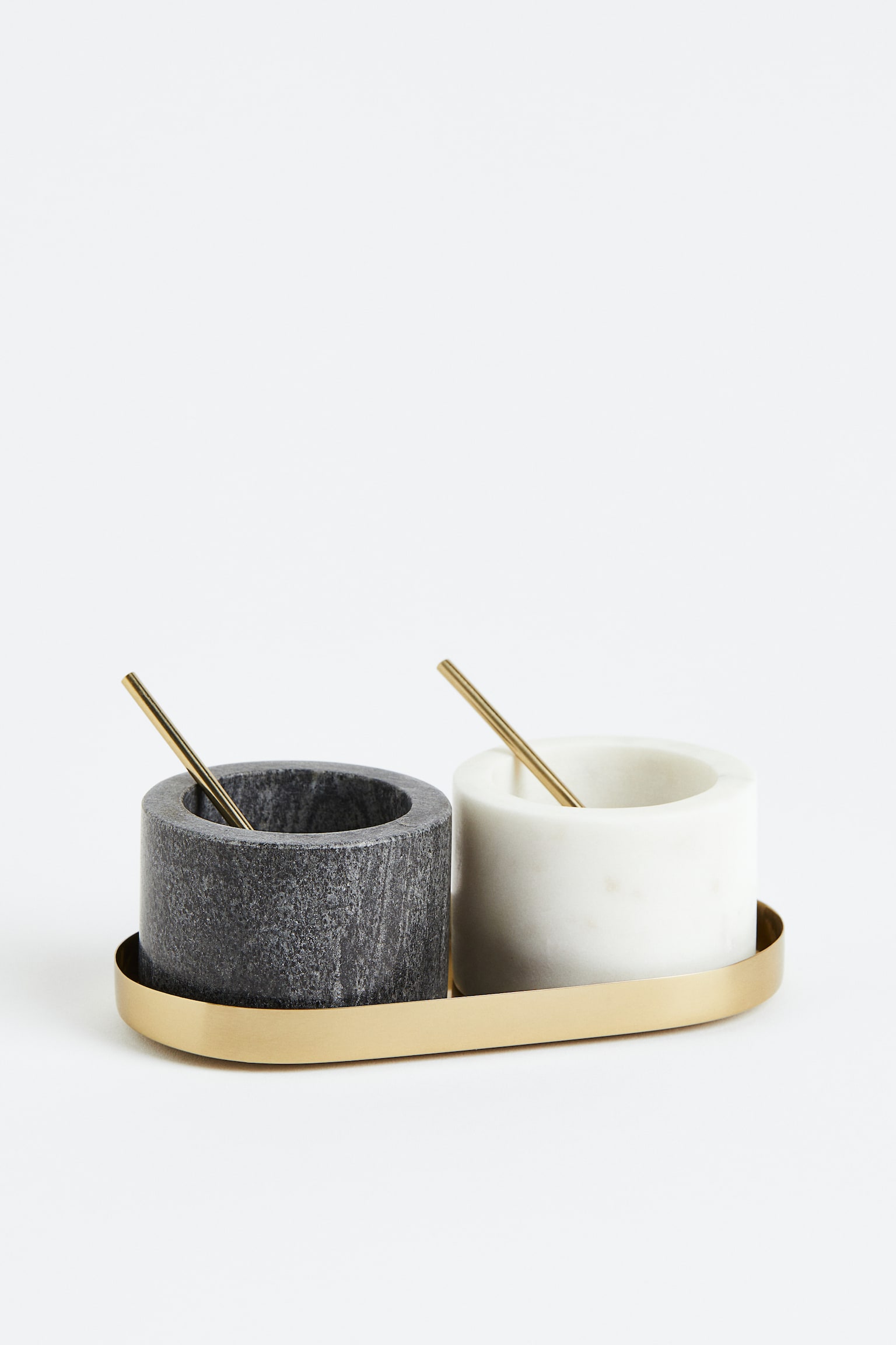 Marble salt and pepper bowls - White/Black - 1