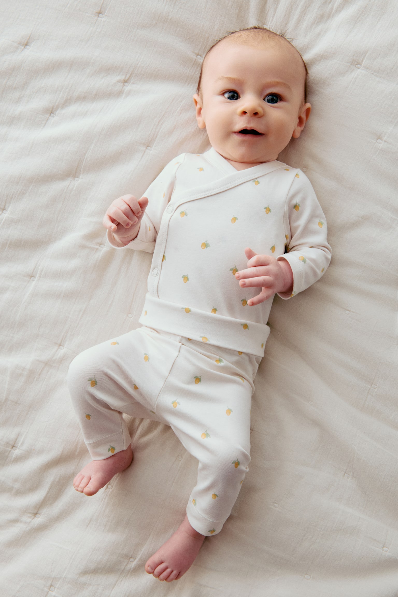 2-piece cotton set - Cream/Oranges/Cream/Cherries - 2