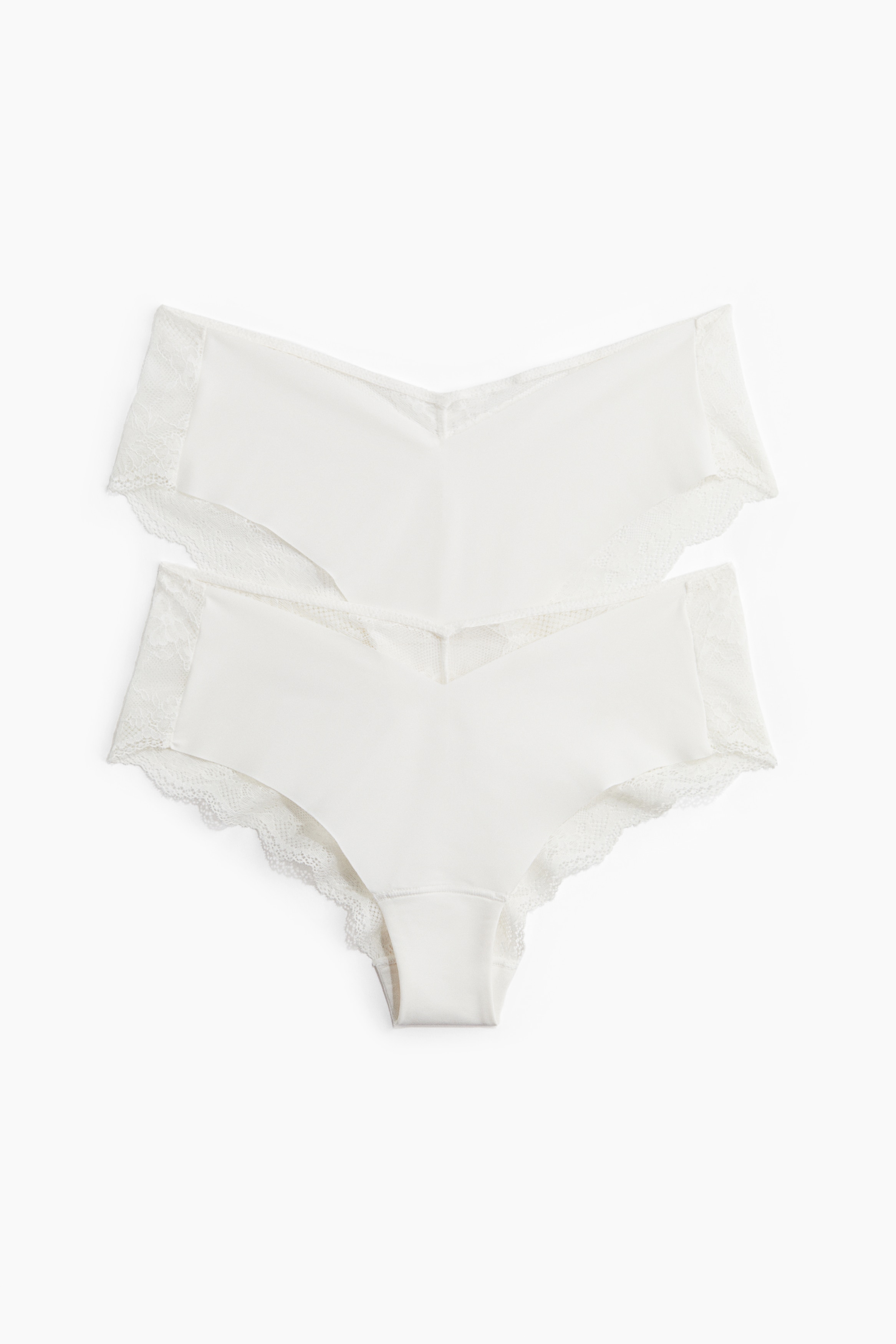 Hipsters in microfibra e pizzo 2 pezzi - Bianco