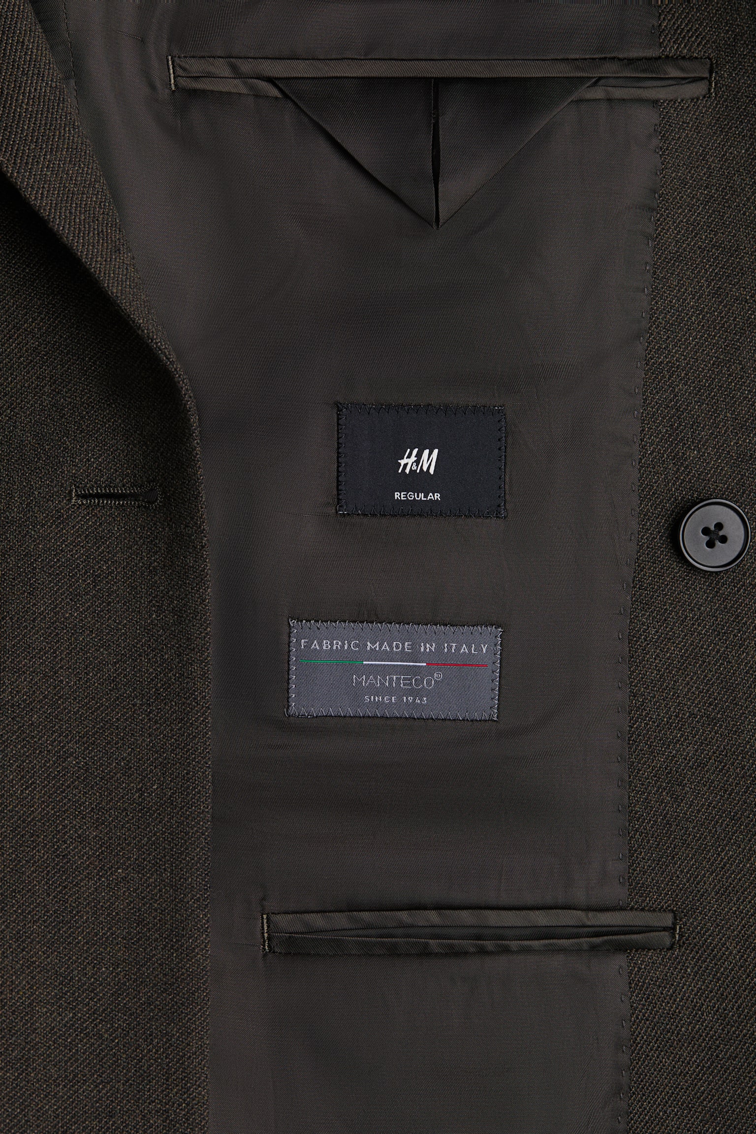 Regular Fit Wool-blend double-breasted jacket - Dark khaki green/Navy blue/Checked - 3