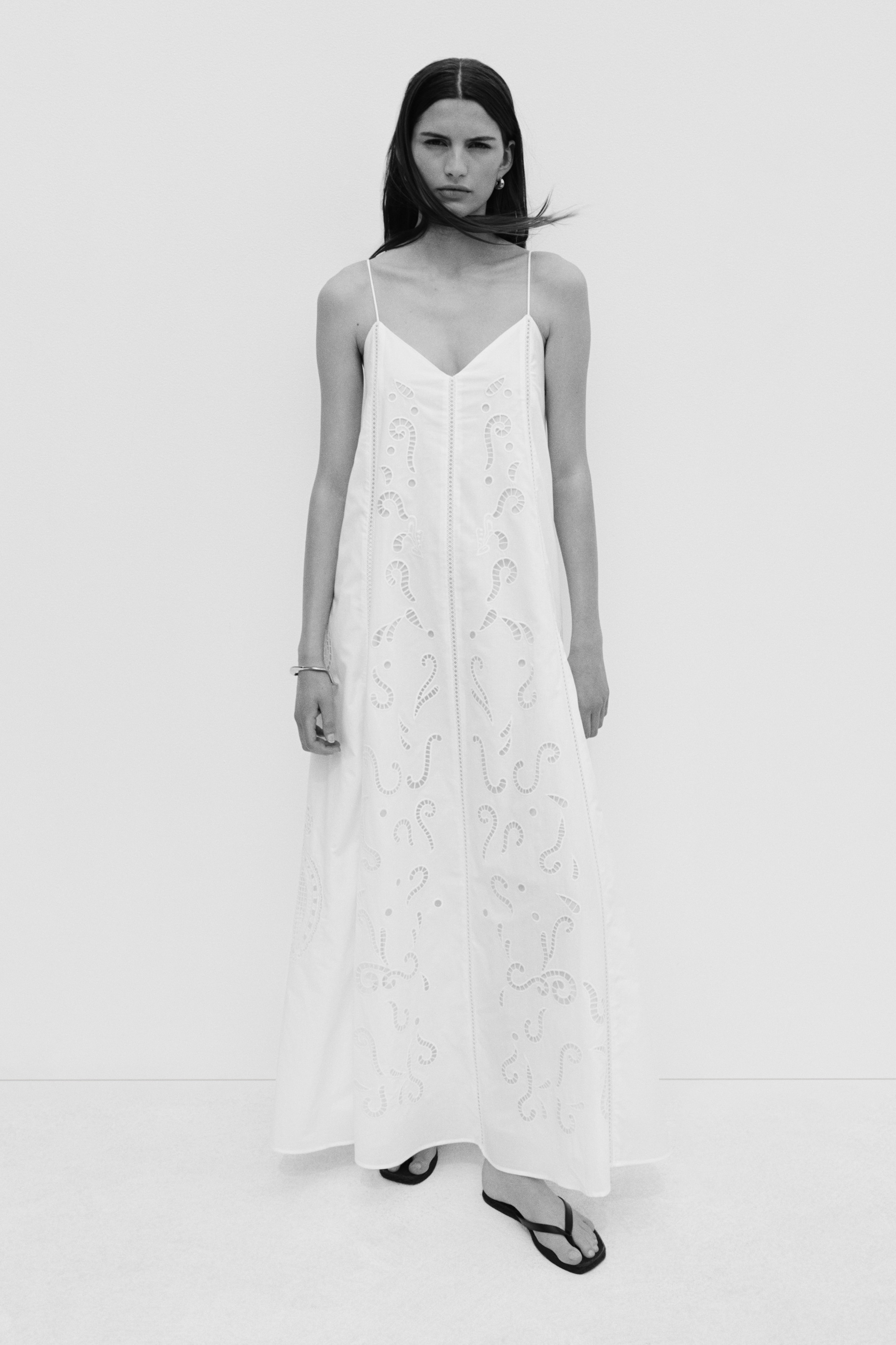 h&m long white dress Women's White A-line maxi dress