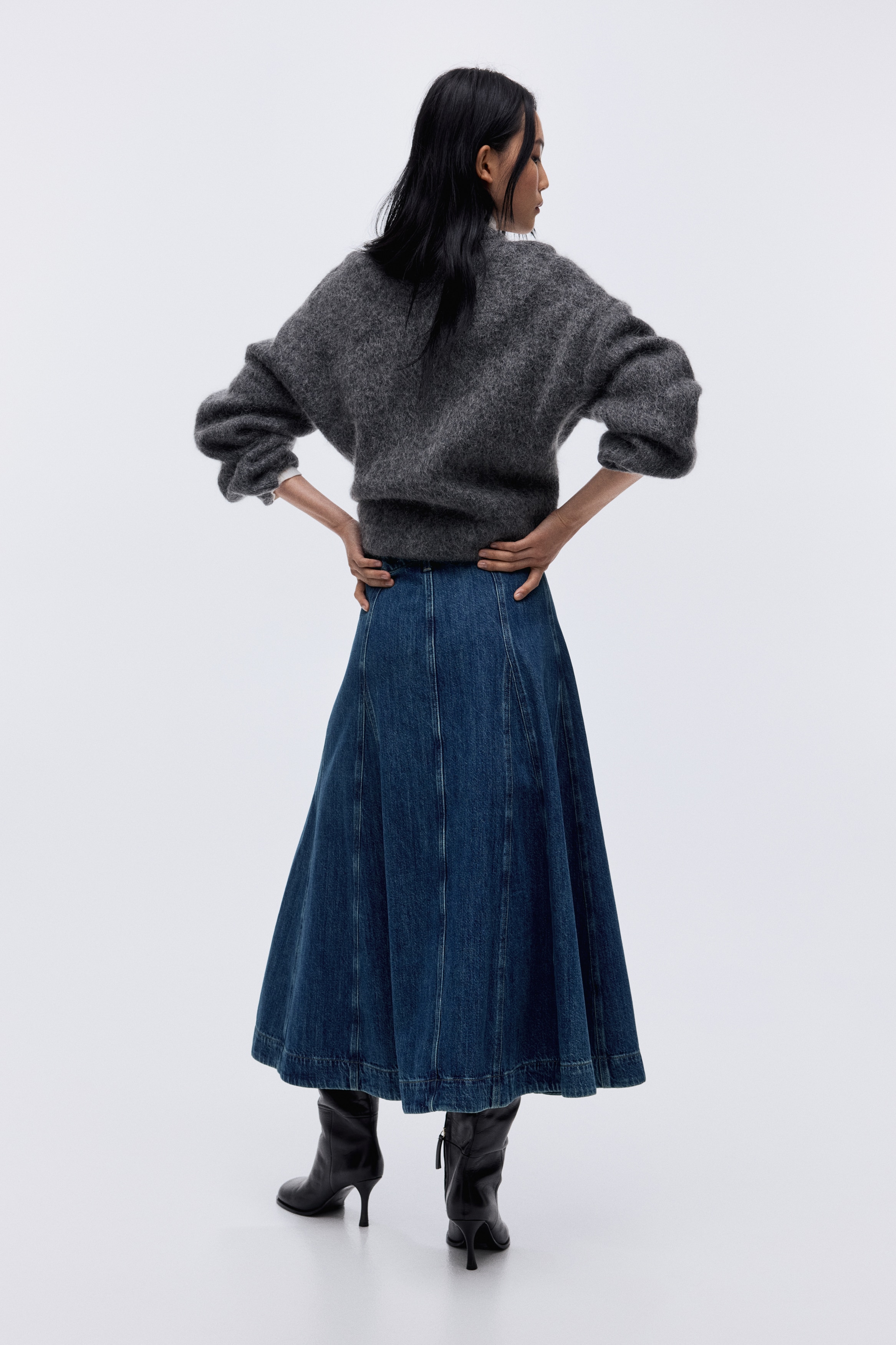 A-line denim skirt