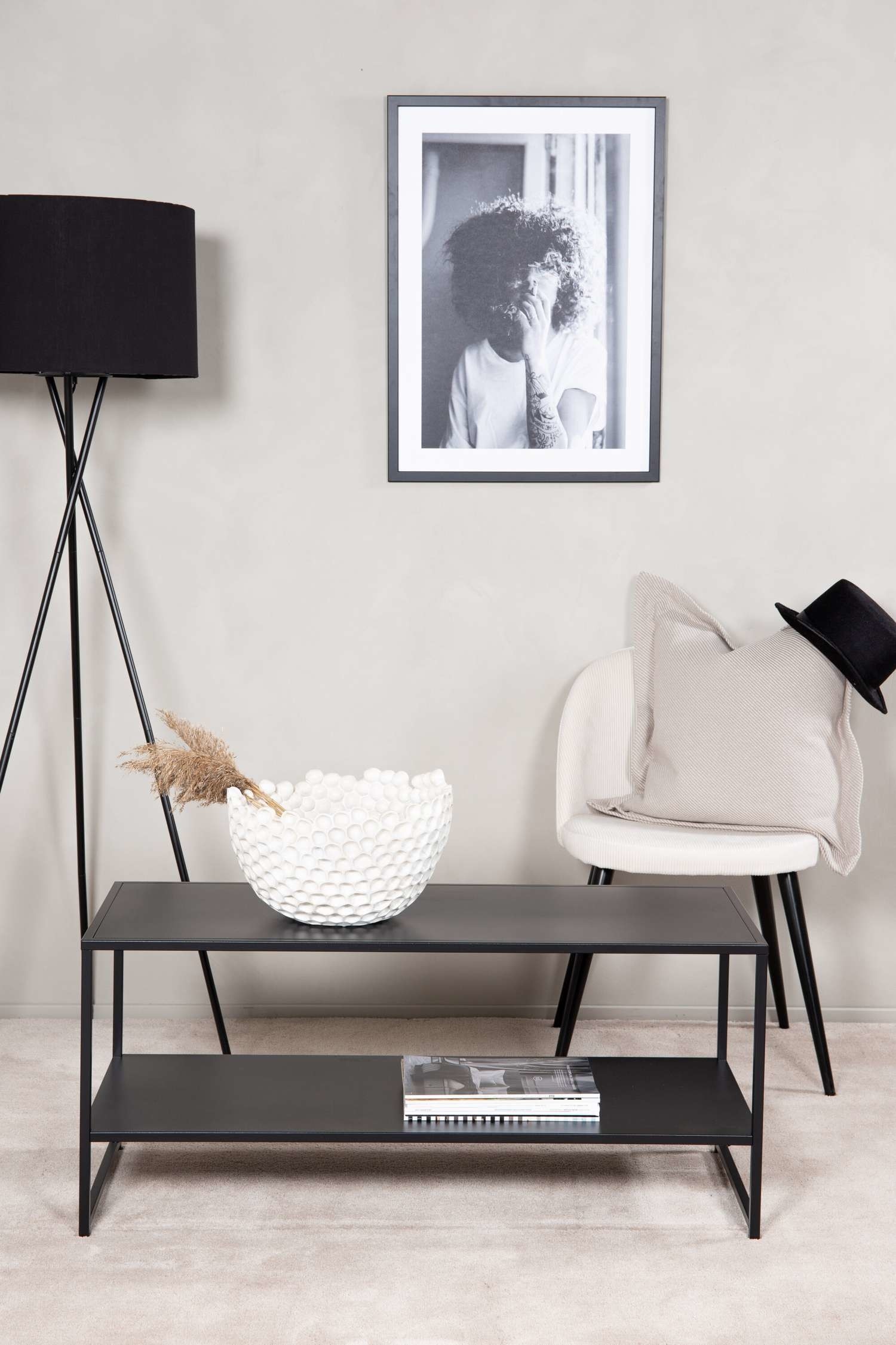 Staal Side Table - Steel, Black/Steel, White/Steel, Beige