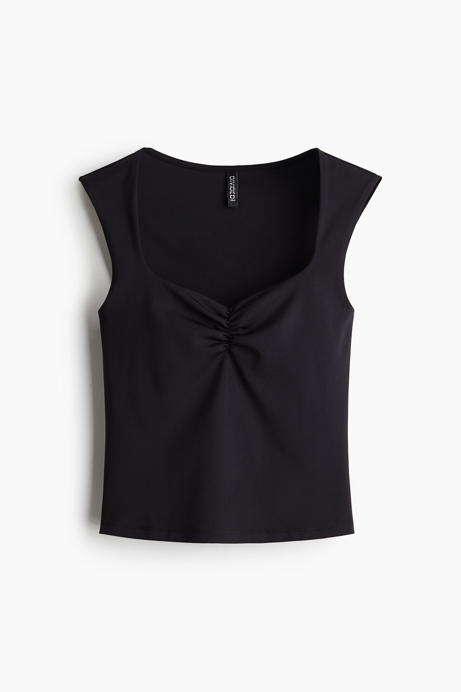 Женский топ H&M Gathered Sleeveless Top, цвет: Чёрный — фото 1
