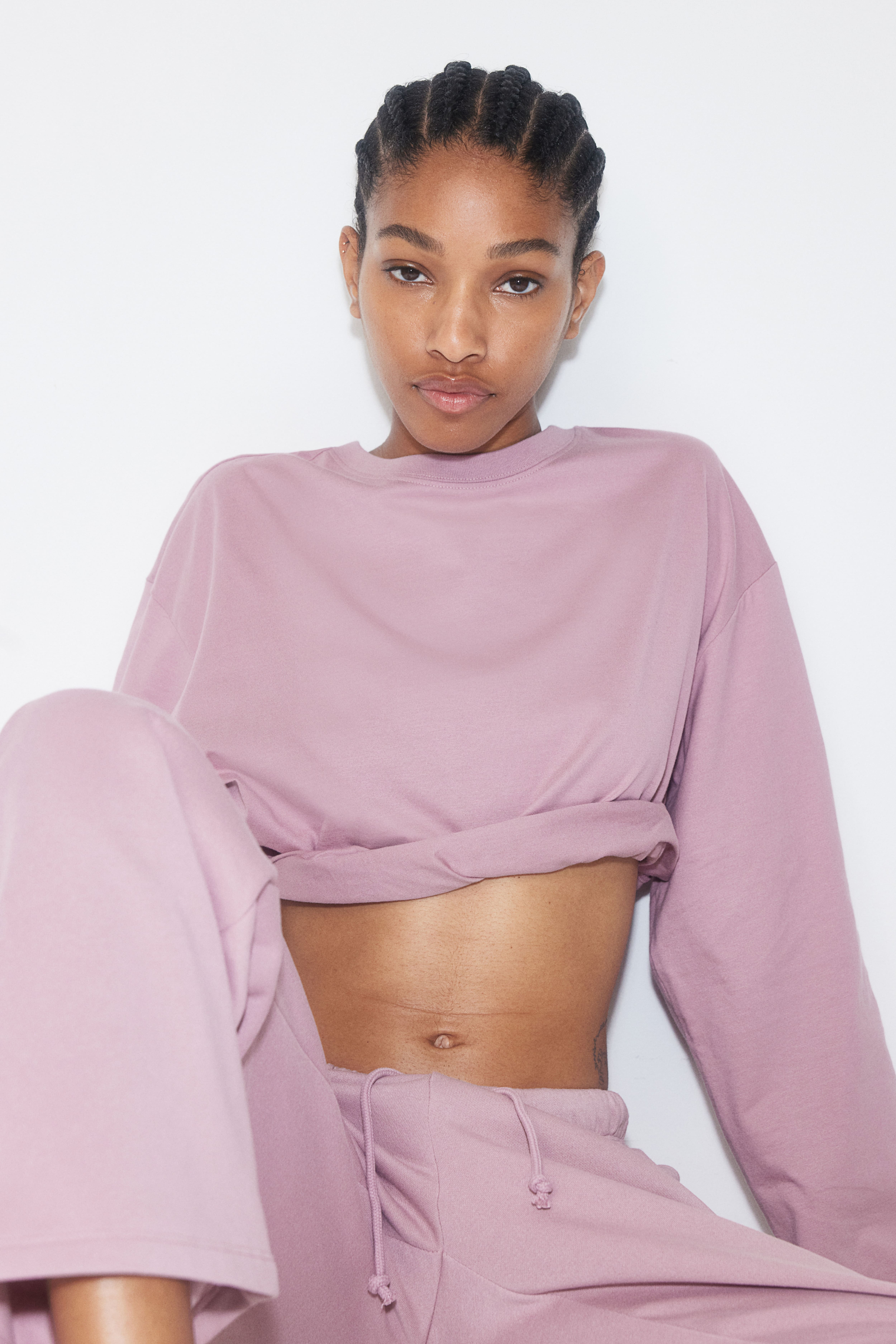 May Pink Golden crop top long sleeve store M