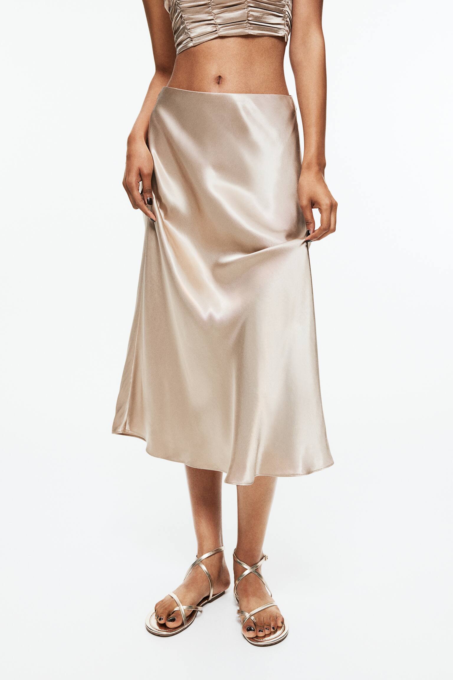 Satin skirt - Beige - 7