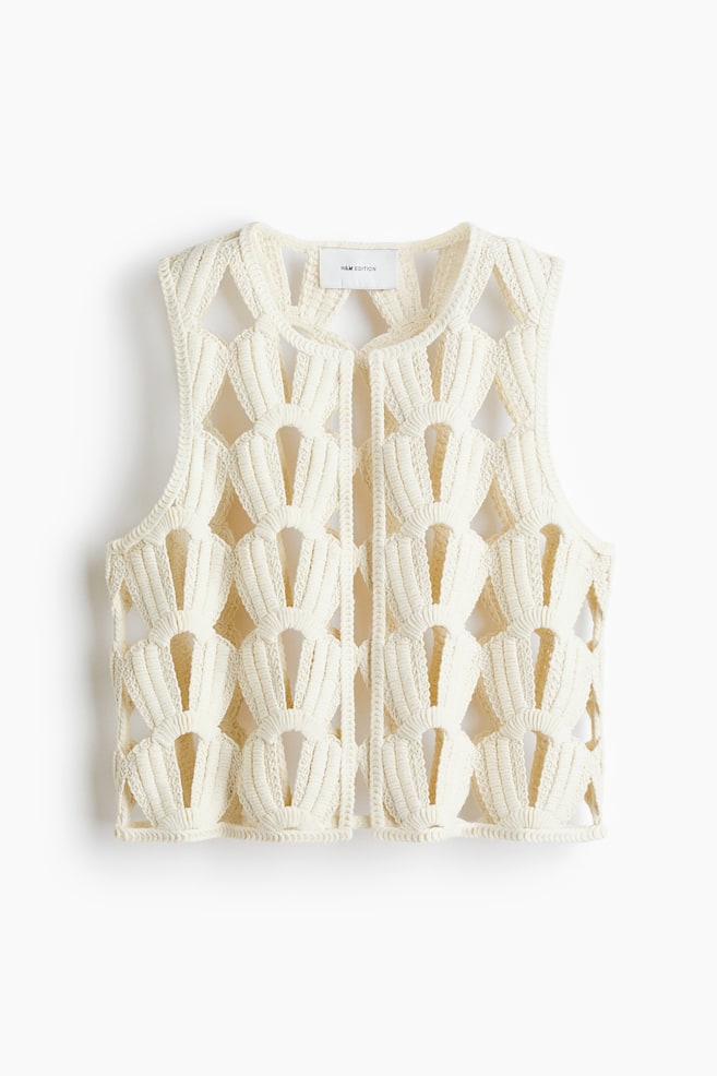 Crochet-look waistcoat - Cream - 1
