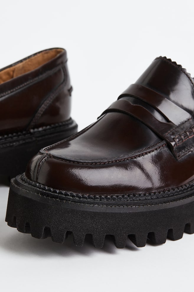 Chunky leather loafers - Dark brown/Black - 6