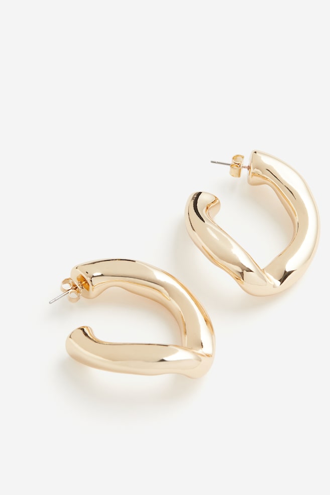 Twisted hoop earrings - Gold-coloured - 3