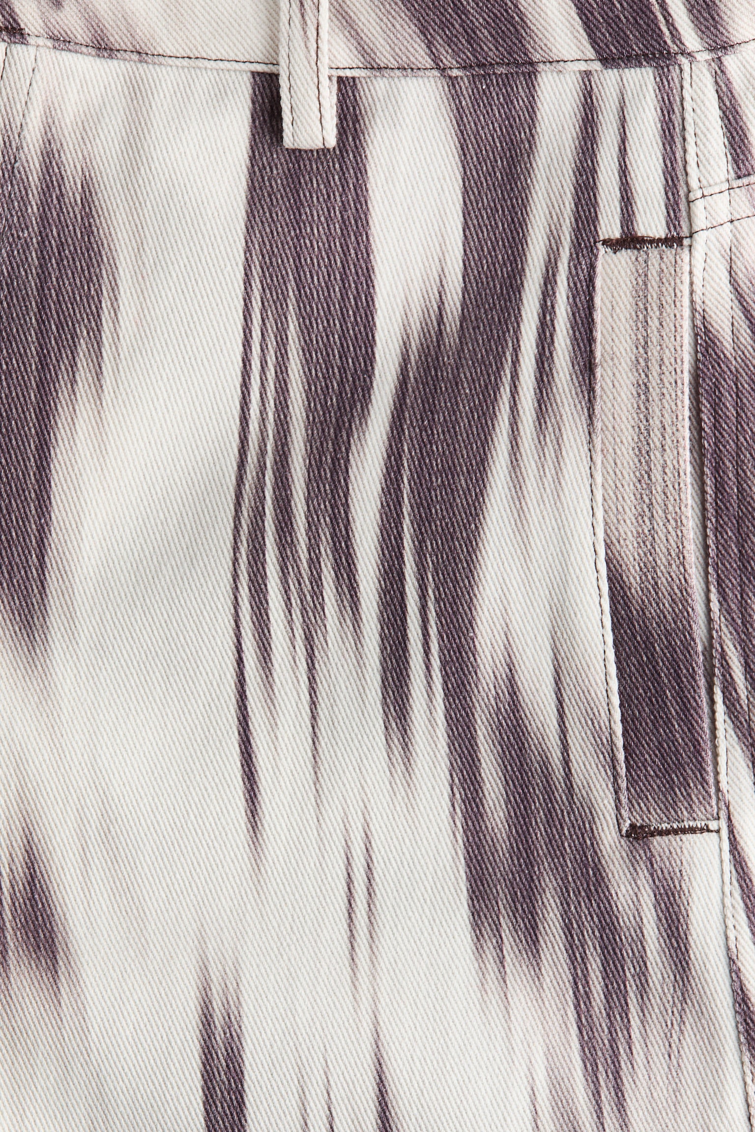 프린트 코튼 팬츠 - 화이트/다크 퍼플 패턴 - 5