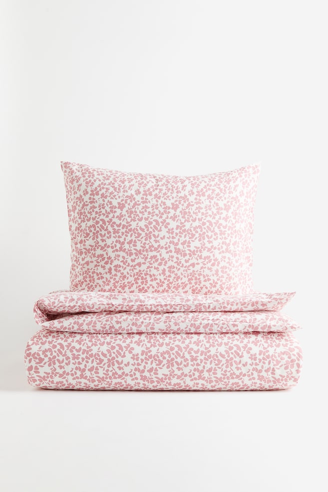 Enkelt sengesæt i bomuld - Lys rosa/Blomstret/Beige/Blomstret/Lysegrøn/Blomstret/Klar blå/Blomstret - 3
