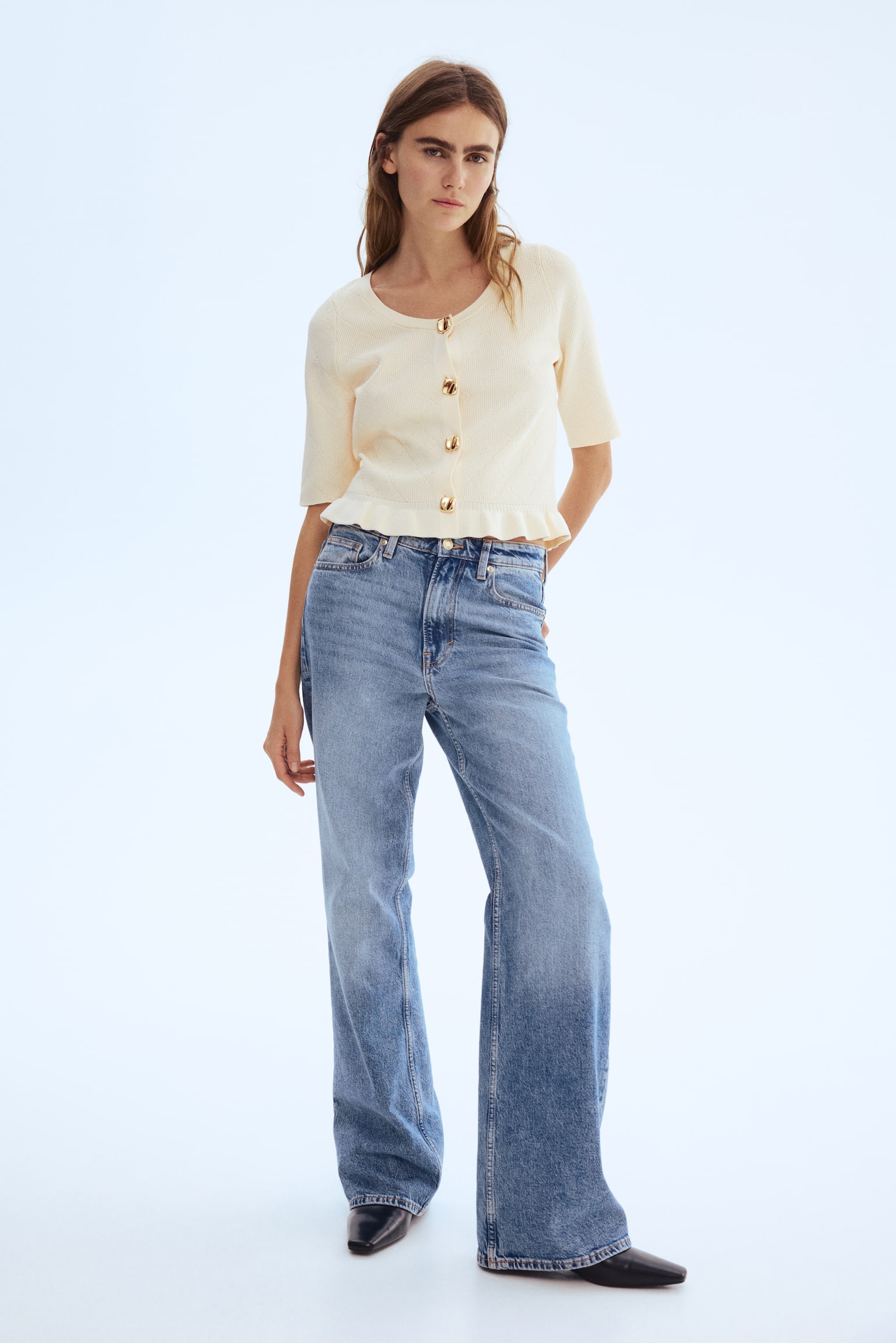 Önü Düğmeli Üst - Krem/Bordo/Lacivert - 6