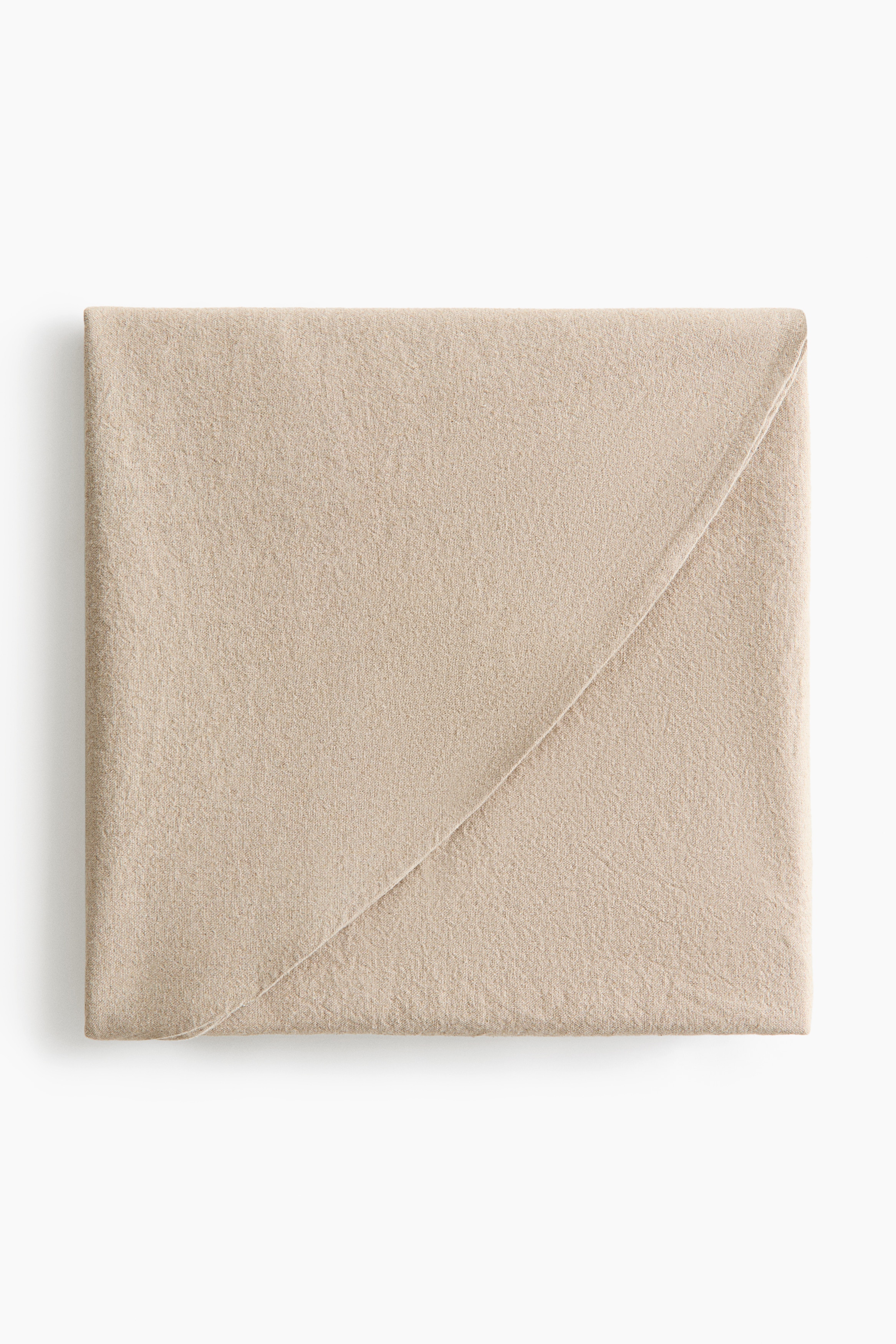 Round linen-blend tablecloth - Beige