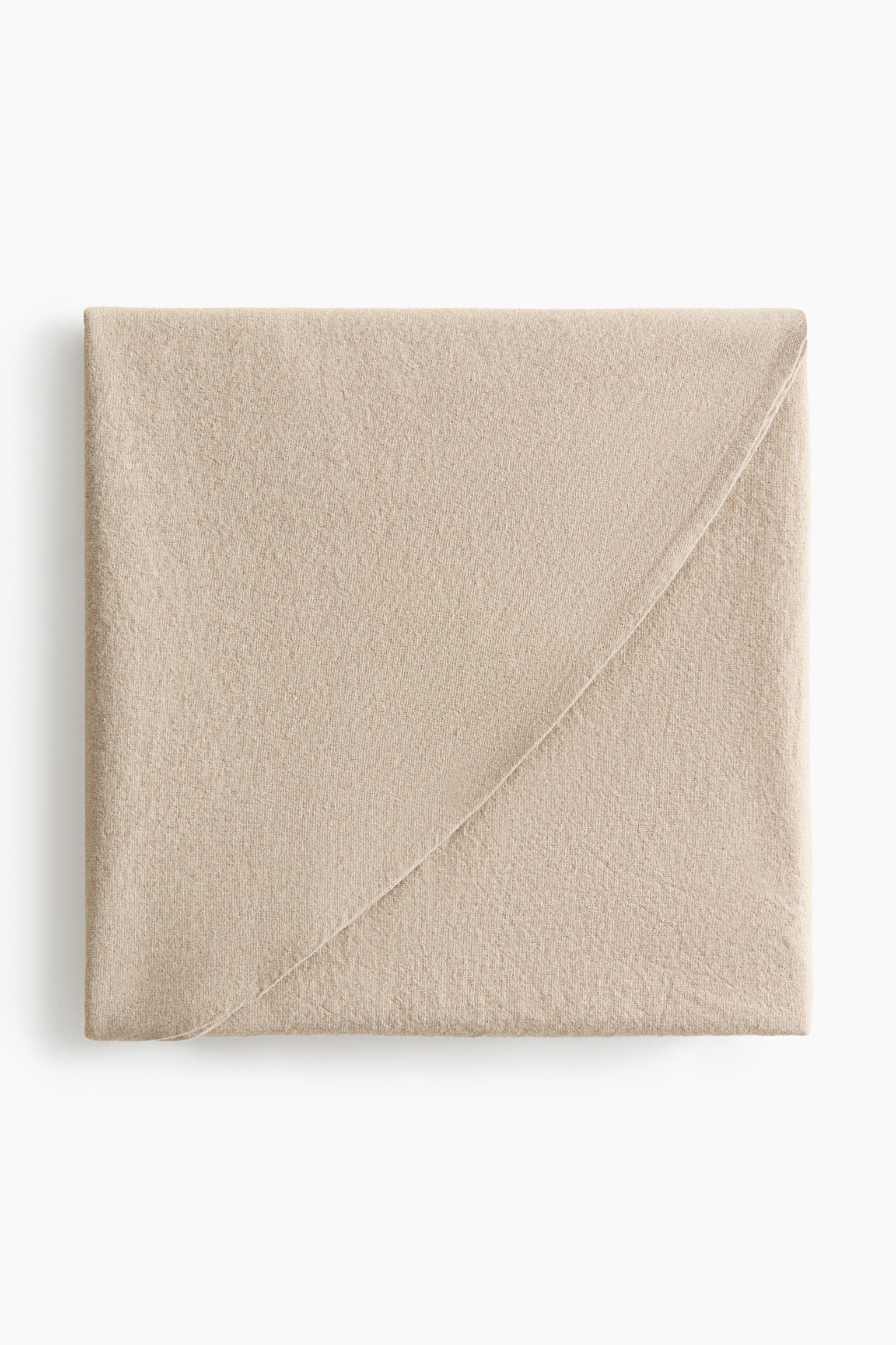 Round linen-blend tablecloth - Beige/White - 1