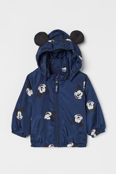Hooded Patterned Jacket - Navy blue/Mickey Mouse - Kids | H&M US