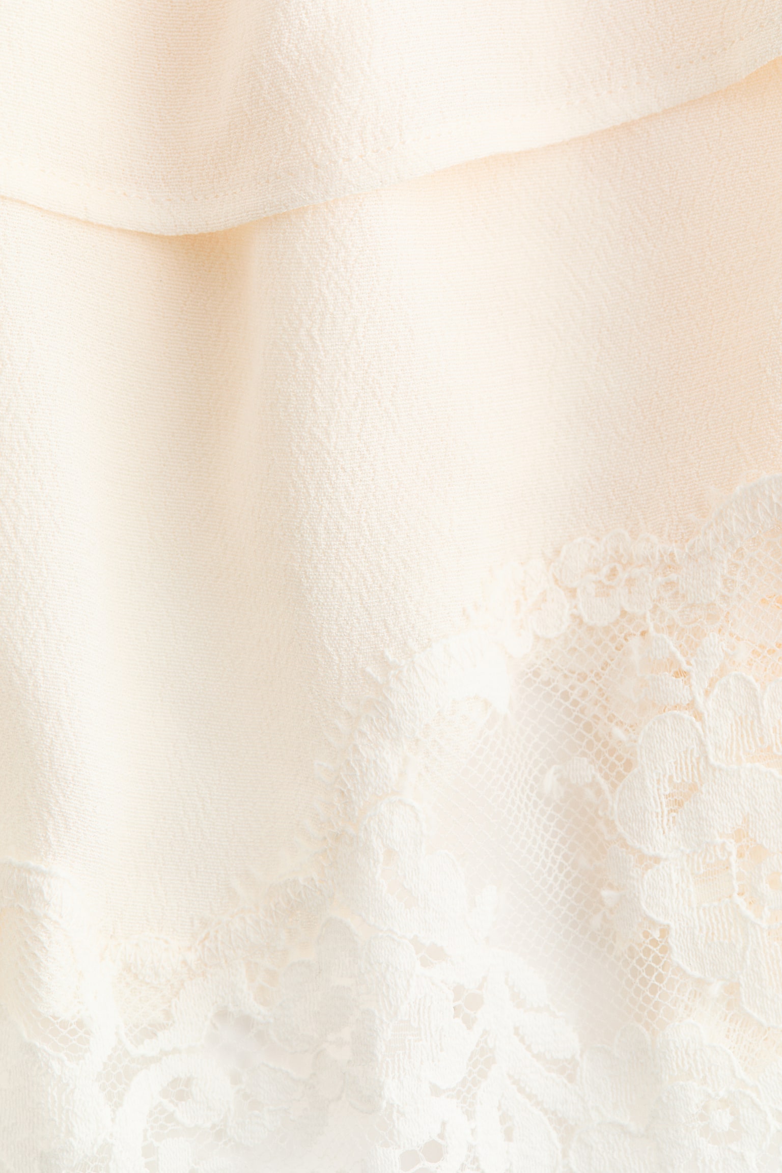 Lace-trimmed pyjama top - Cream - 4