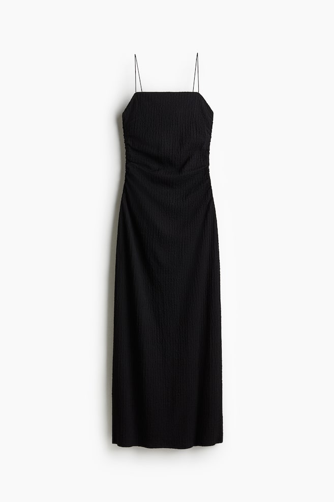 Trägerkleid aus Strukturjersey - Schwarz/Hellgelb - 1