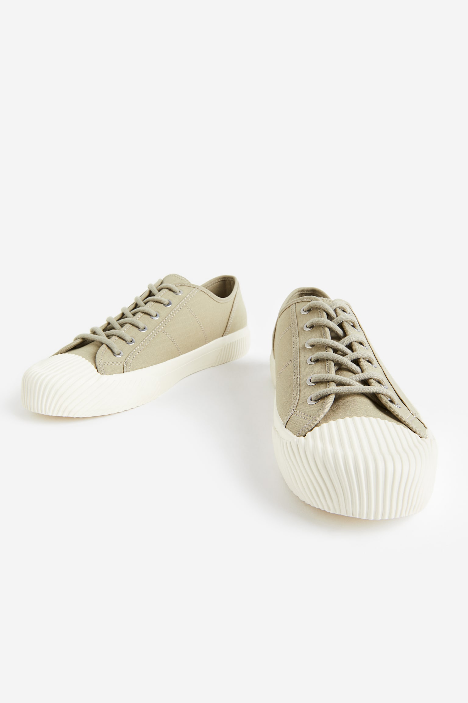 Canvas Sneakers - Khaki green/Navy blue/Cream/Beige - 4