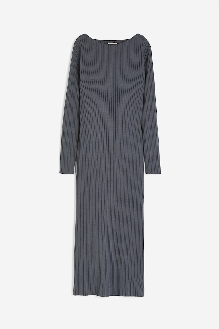 Women's Dark grey Silk-blend rib-knit dress | H&M