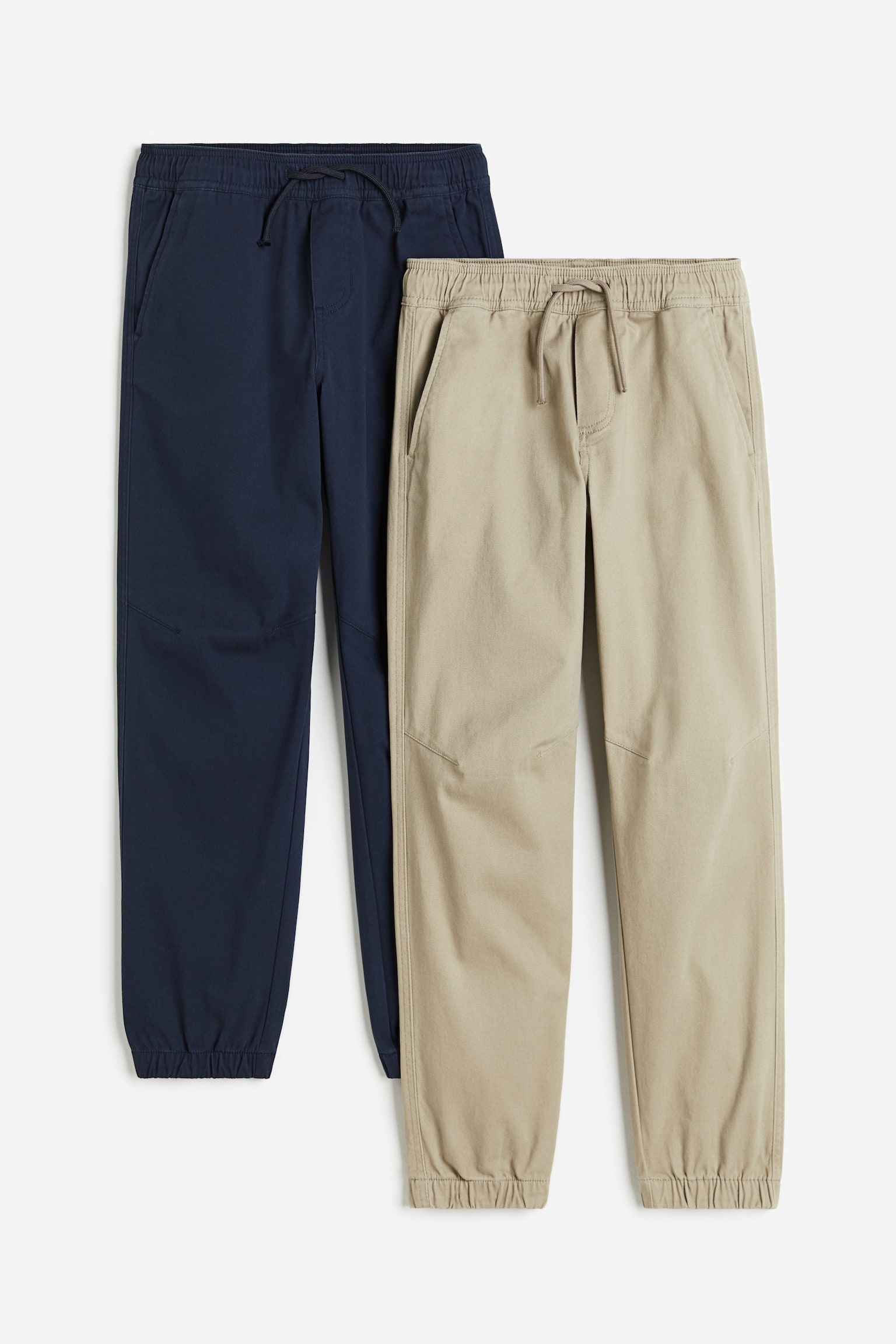 2-pack Cotton Joggers - Navy blue/Beige - 1