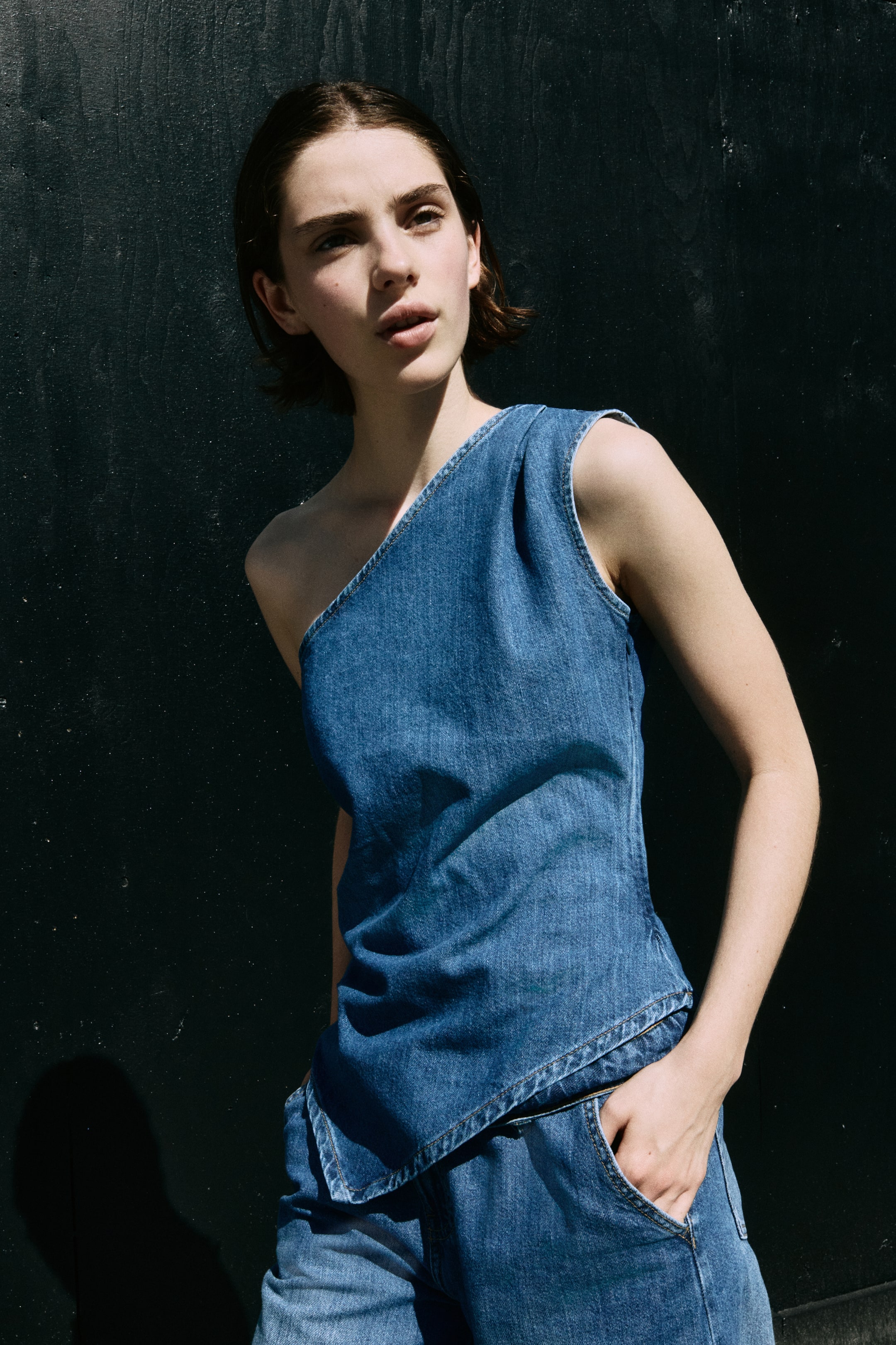View larger image: Denim One-Shoulder Top - Denim blue - Ladies | H&M CA 1