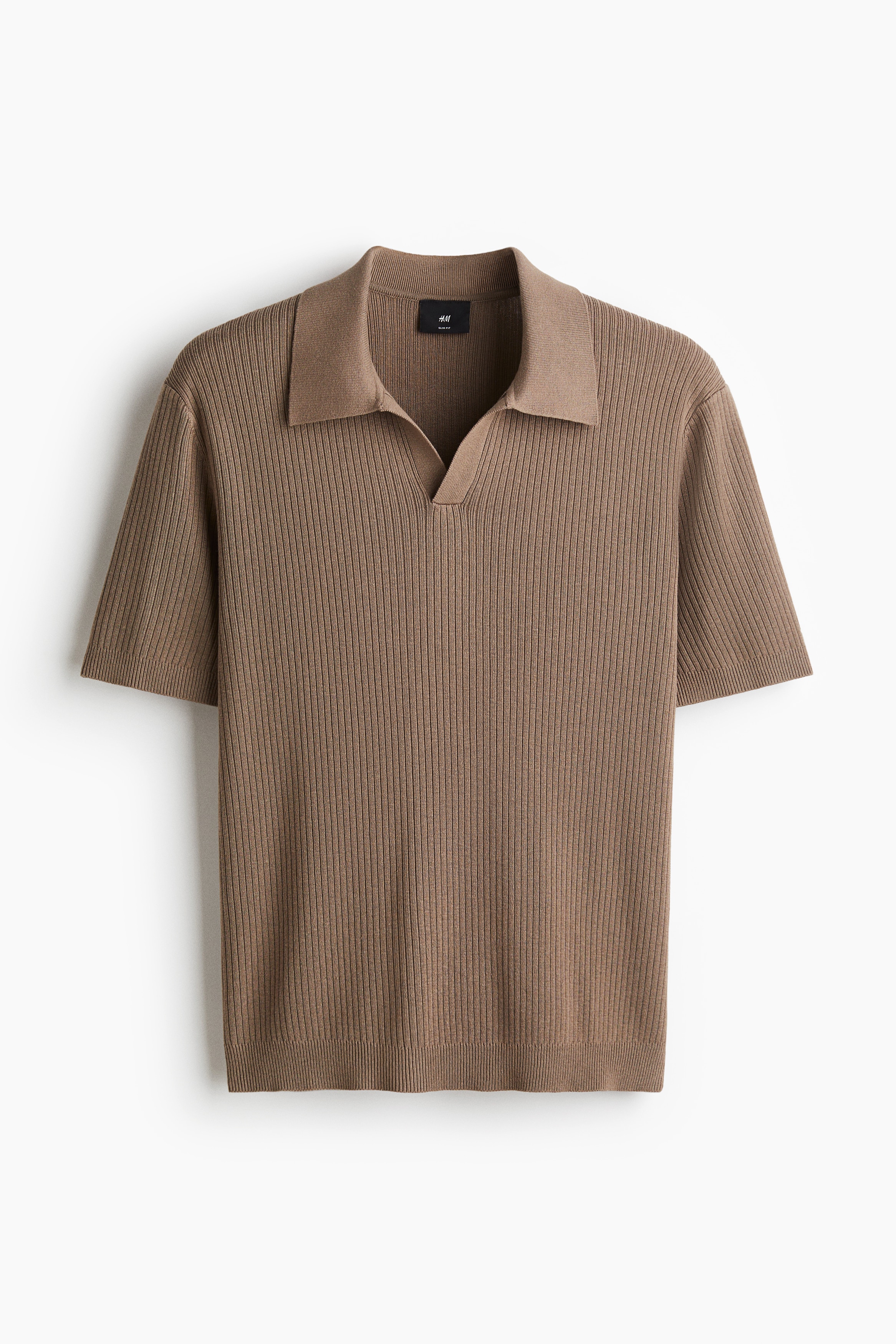 Slim Fit Polo Shirt - Dark beige/White