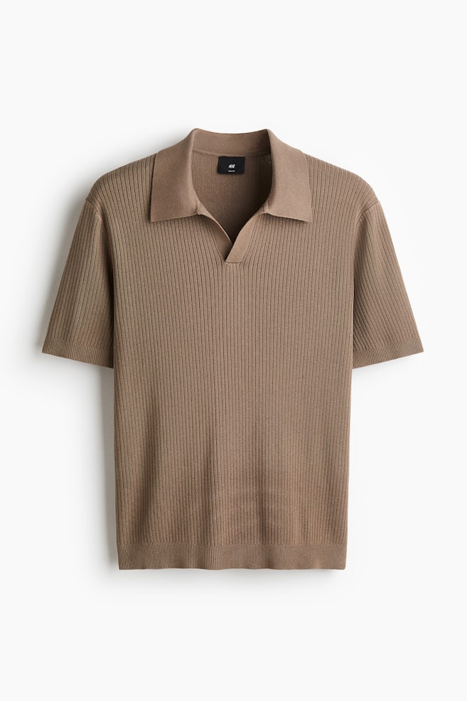 Polo près du corps - Beige foncé/Blanc - 1